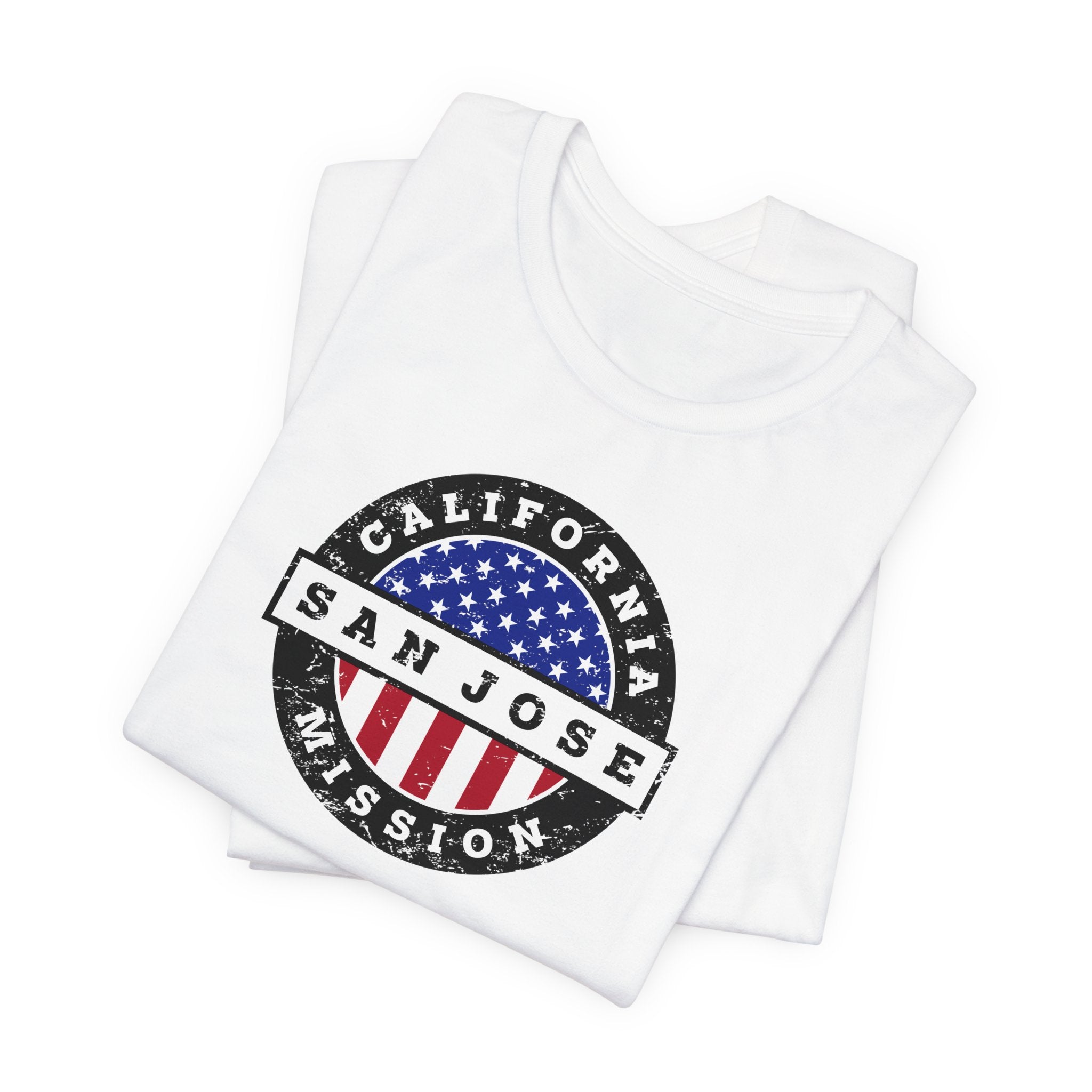 California San Jose Mission Vintage Circular USA Flag T-Shirt - Latter-Day Saint LDS Missionary Gift - Book of Mormon