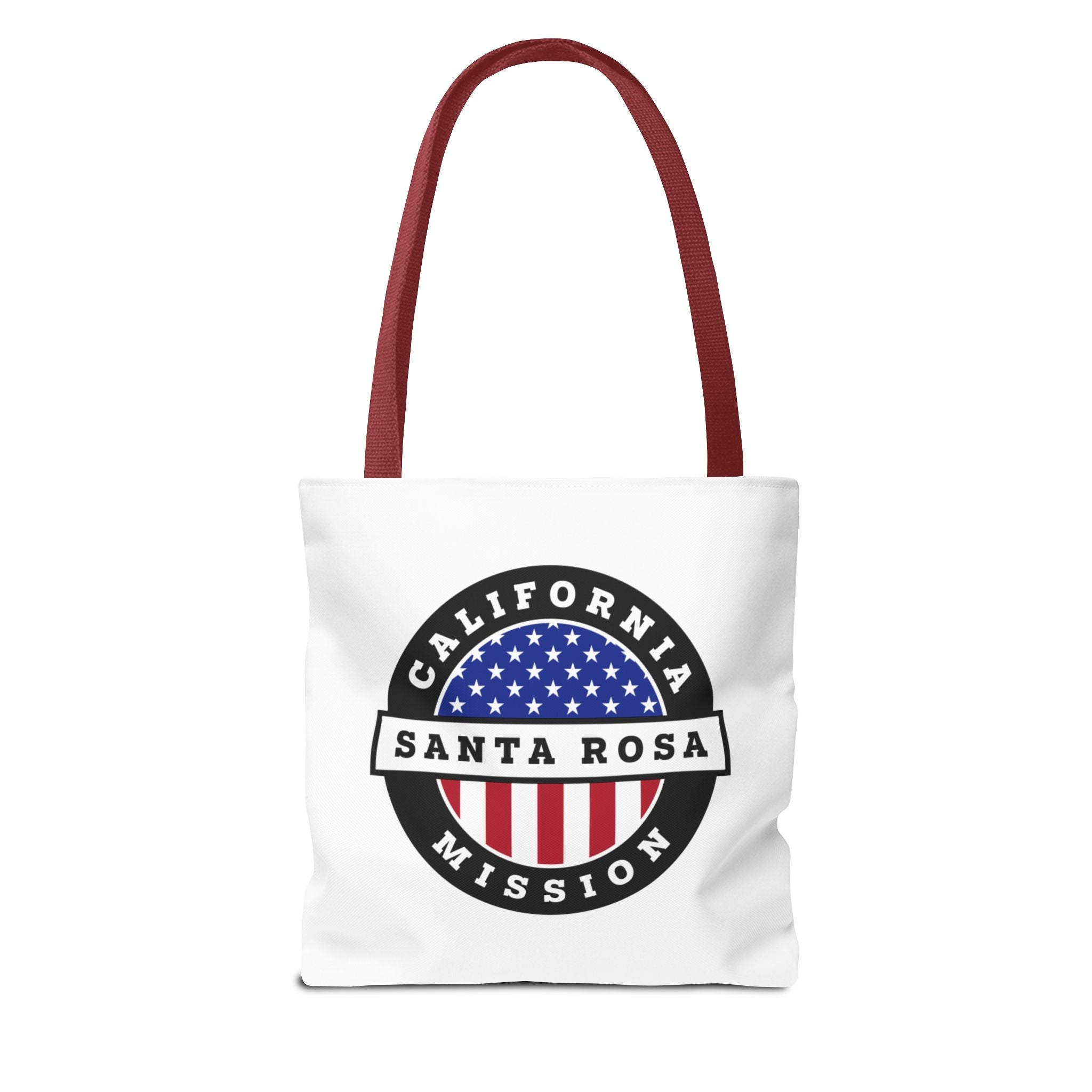 California Santa Rosa Mission USA Flag Logo Tote Bag White - Mission Wishlist - LDS Missionary Gift Store