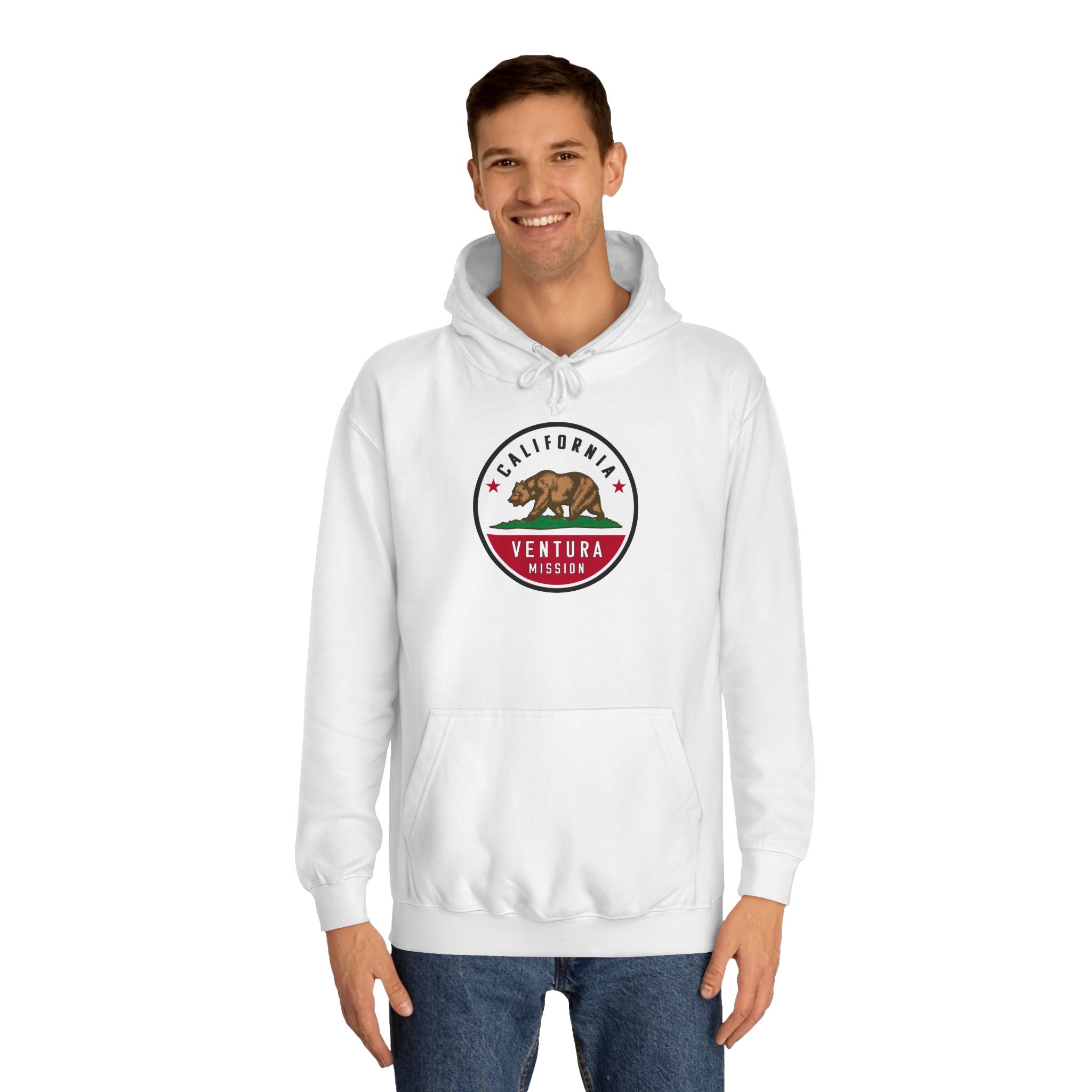 California Ventura Mission State Flag Logo (White Border) College Hoodie