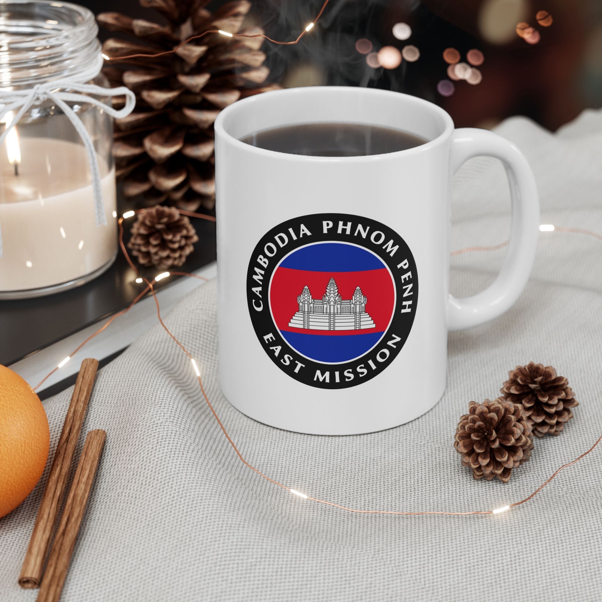 Cambodia Phnom Penh East Mission Circular Flag White Ceramic Mug - Mission Wishlist - LDS Missionary Gift Store
