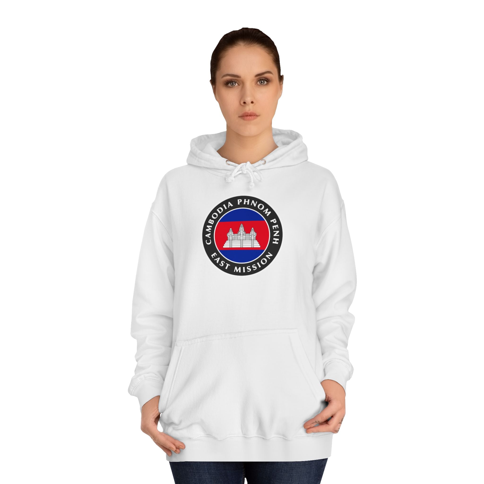 Cambodia Phnom Penh East Mission Flag Logo (Black Border) College Hoodie - Mission Wishlist - LDS Missionary Gift Store