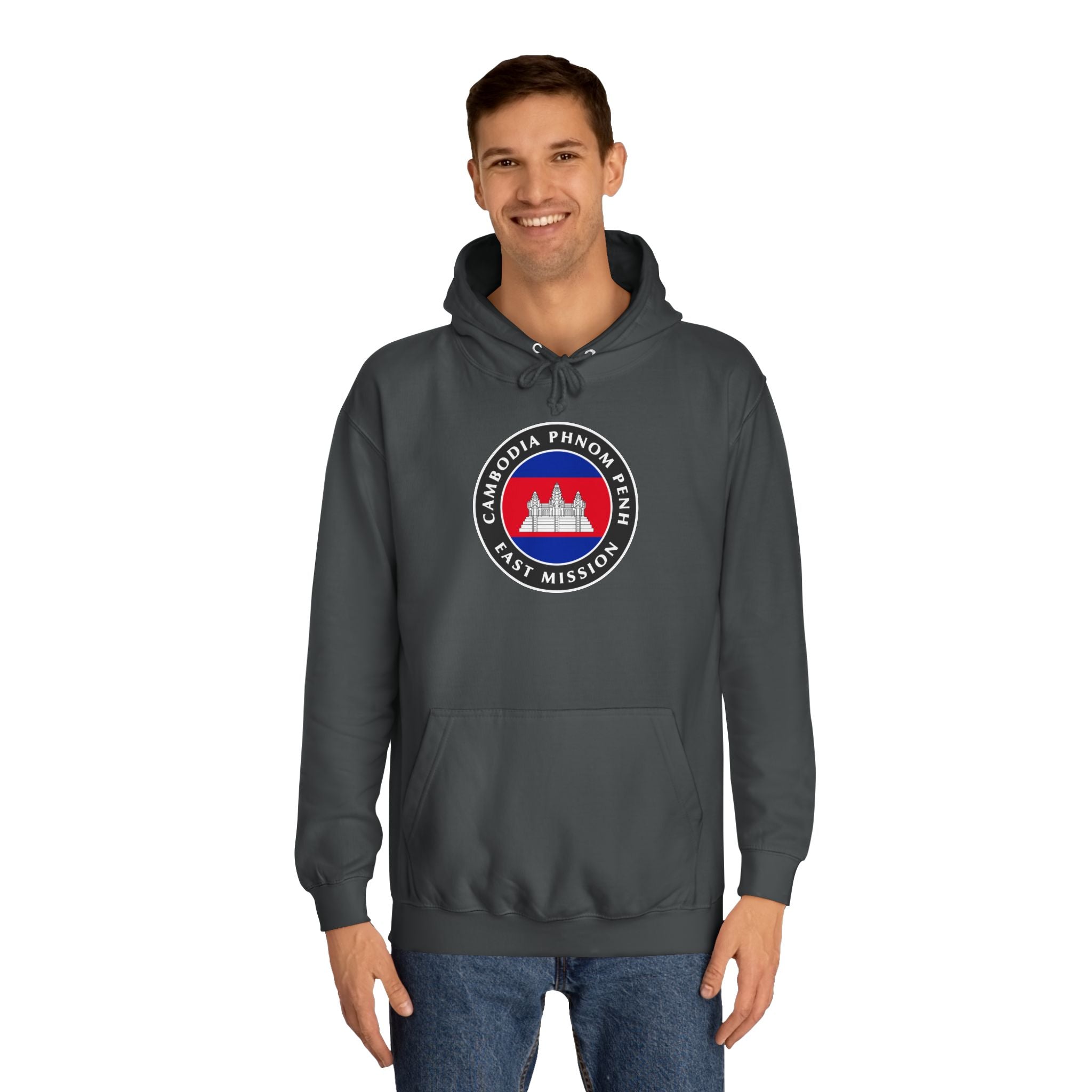 Cambodia Phnom Penh East Mission Flag Logo (Black Border) College Hoodie - Mission Wishlist - LDS Missionary Gift Store