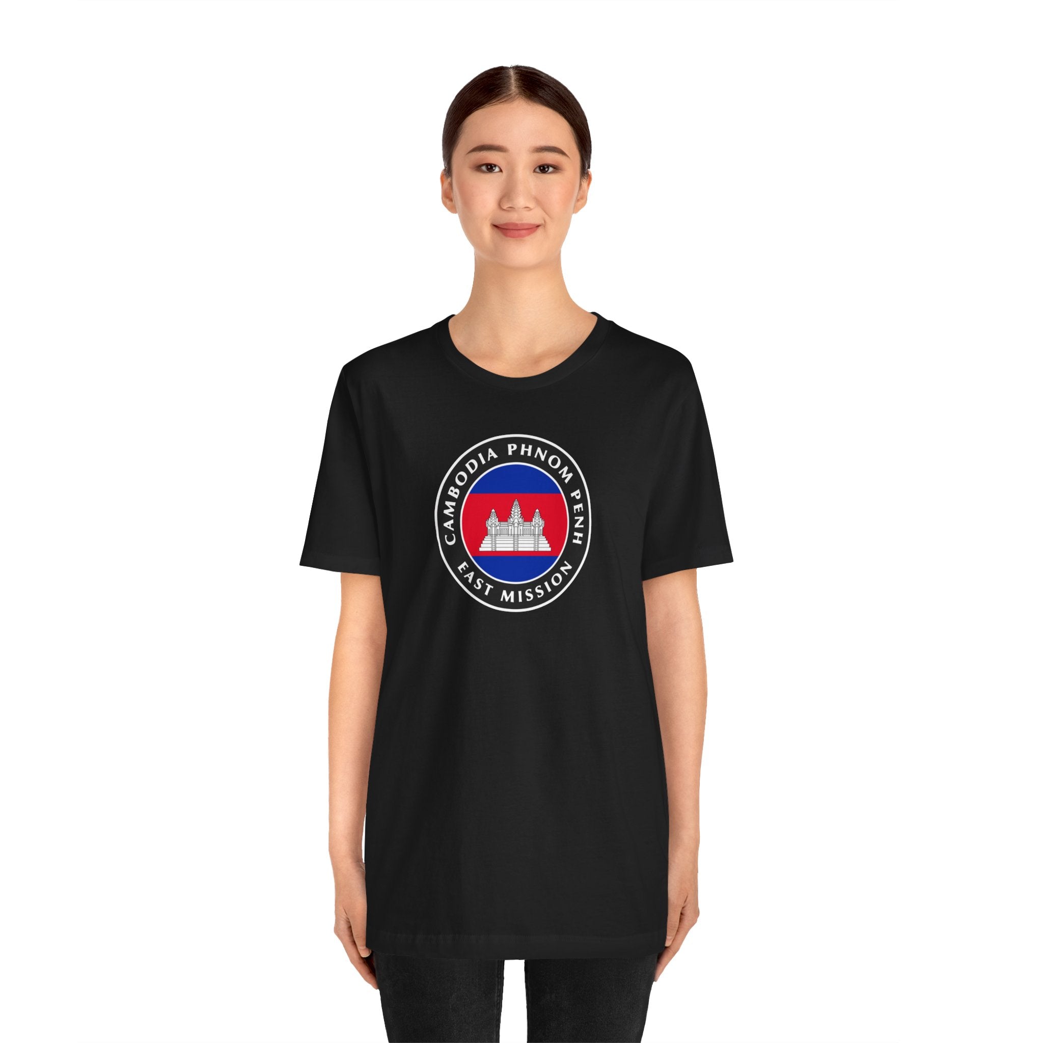 Cambodia Phnom Penh East Mission Flag Logo (Black Border) T-shirt - Mission Wishlist - LDS Missionary Gift Store