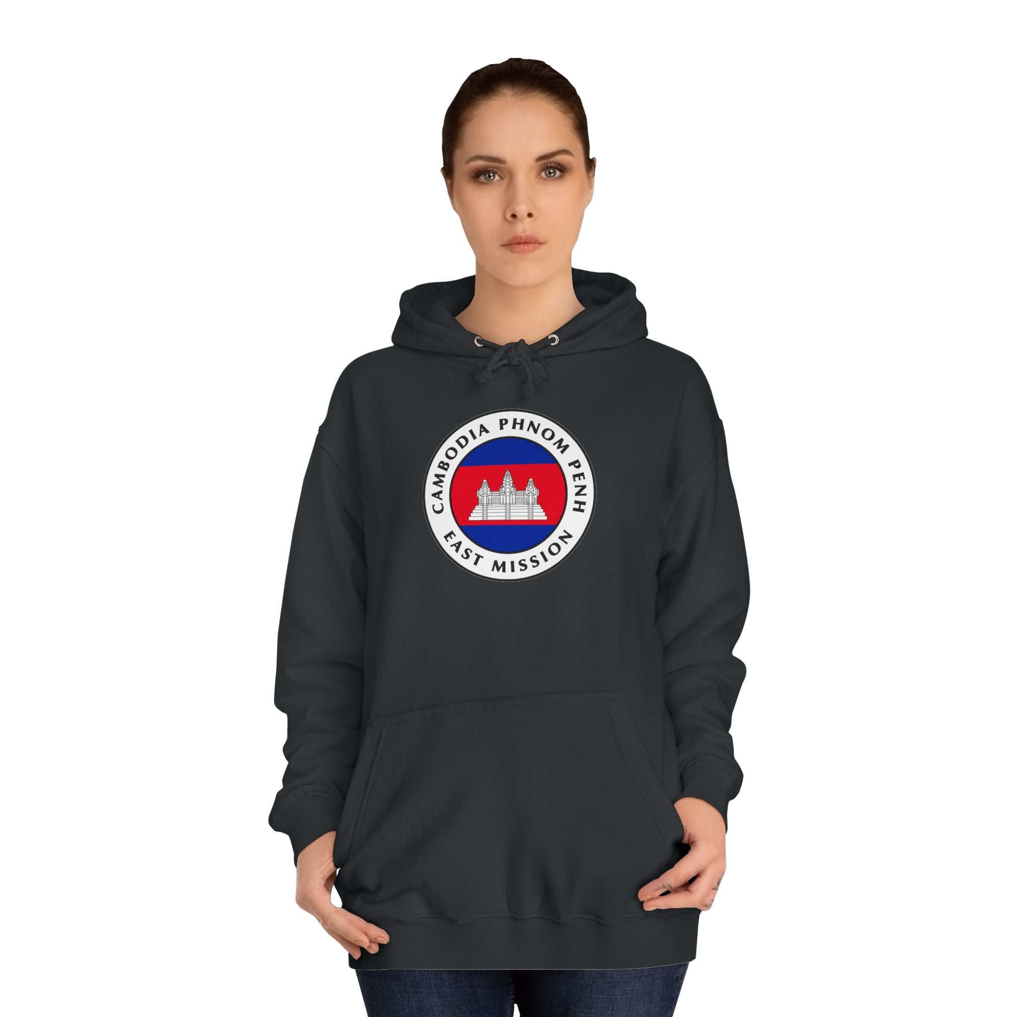 Cambodia Phnom Penh East Mission Flag Logo (White Border) College Hoodie - Mission Wishlist - LDS Missionary Gift Store