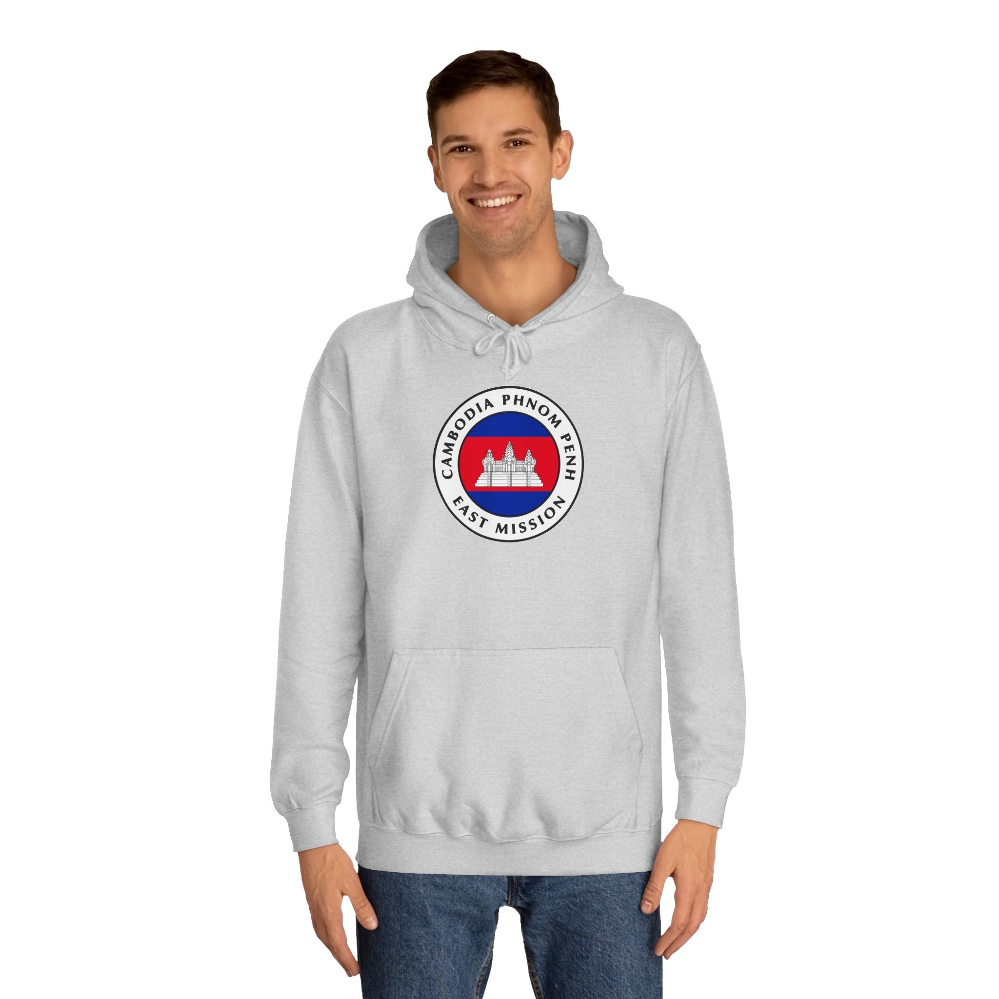 Cambodia Phnom Penh East Mission Flag Logo (White Border) College Hoodie - Mission Wishlist - LDS Missionary Gift Store