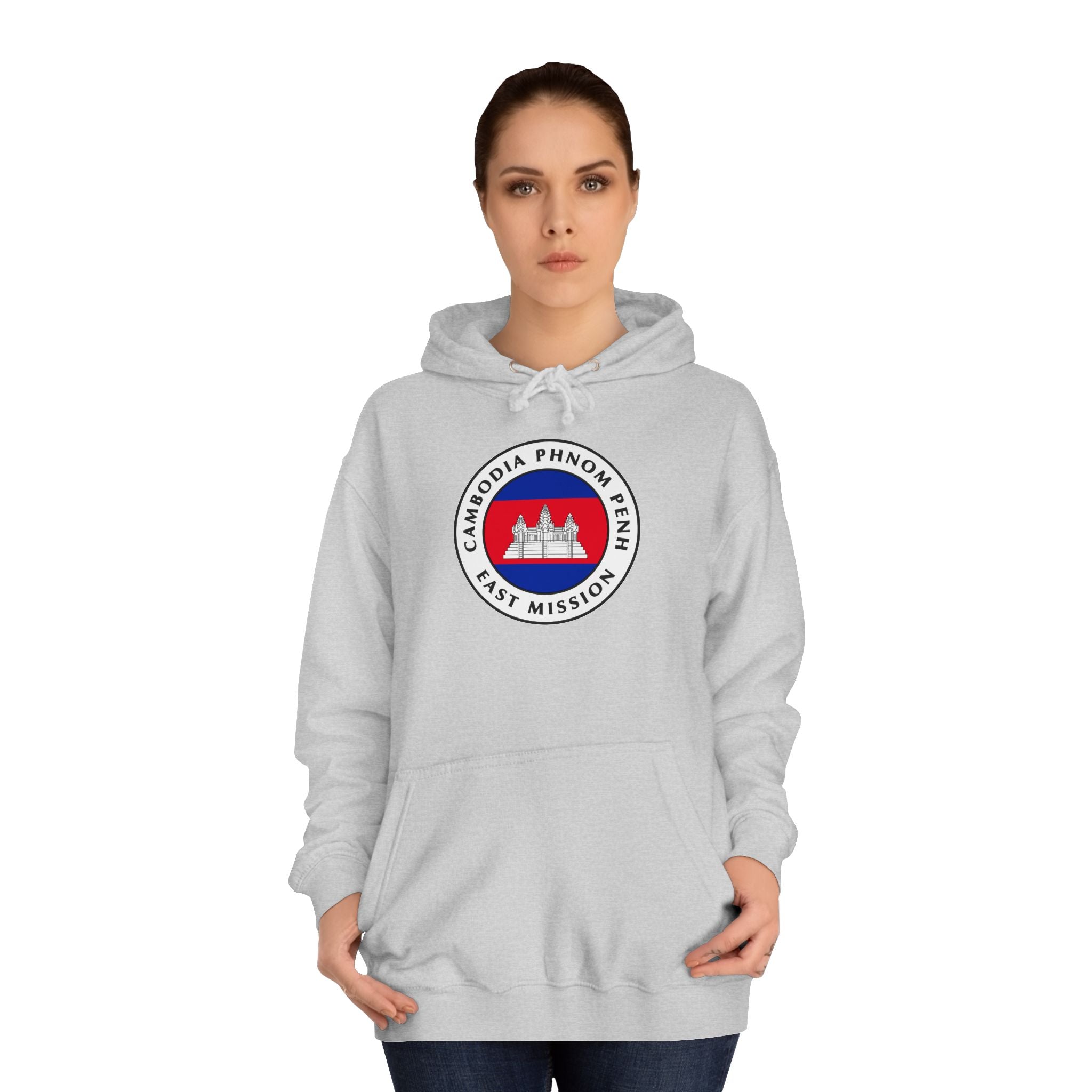 Cambodia Phnom Penh East Mission Flag Logo (White Border) College Hoodie - Mission Wishlist - LDS Missionary Gift Store