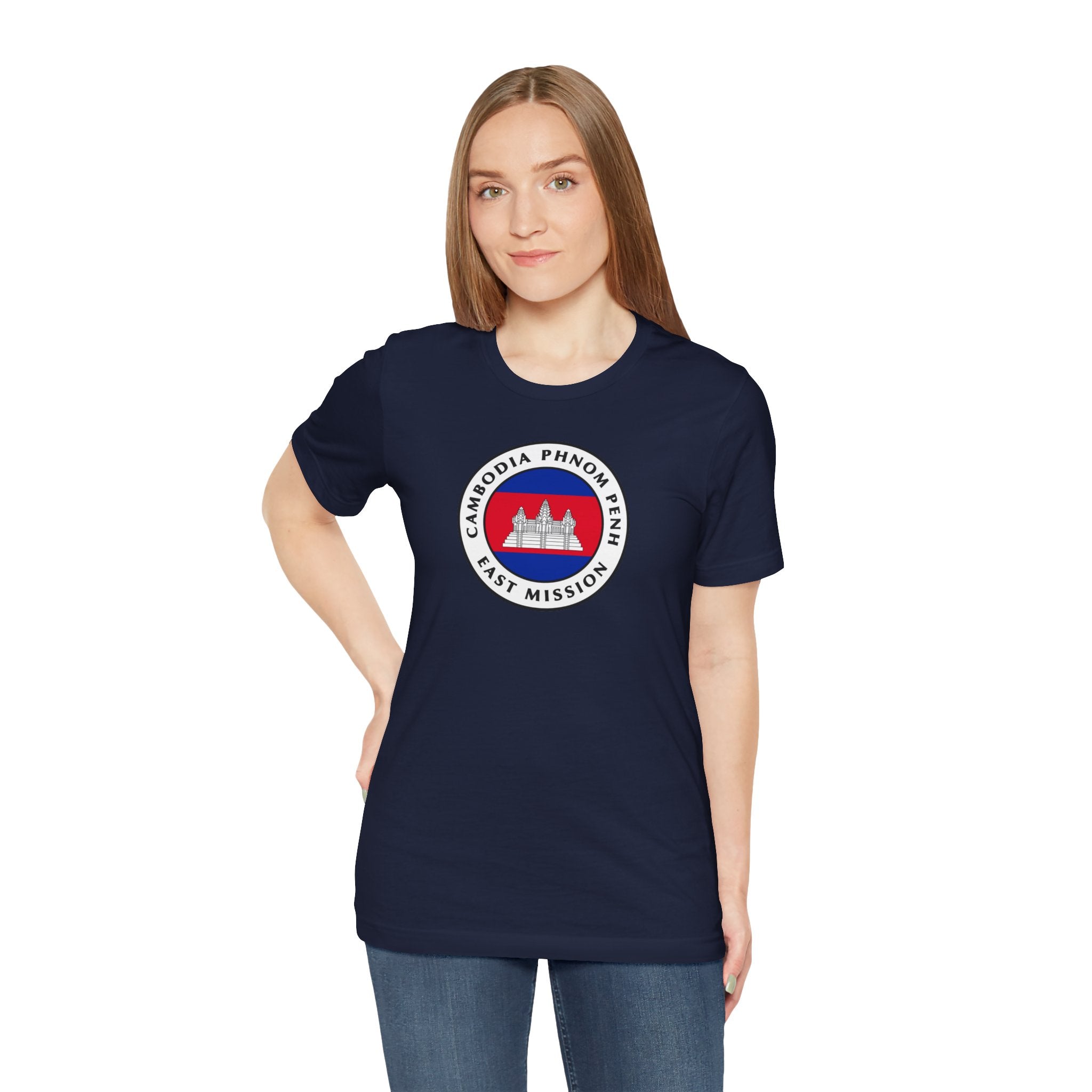 Cambodia Phnom Penh East Mission Flag Logo (White Border) T-shirt - Mission Wishlist - LDS Missionary Gift Store