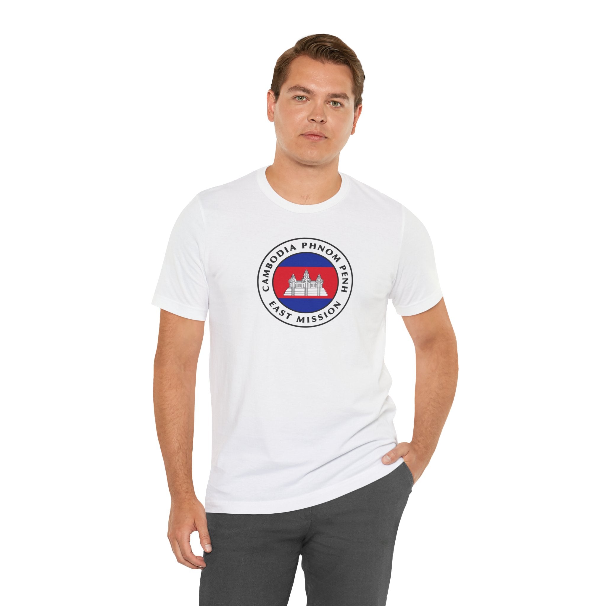 Cambodia Phnom Penh East Mission Flag Logo (White Border) T-shirt - Mission Wishlist - LDS Missionary Gift Store
