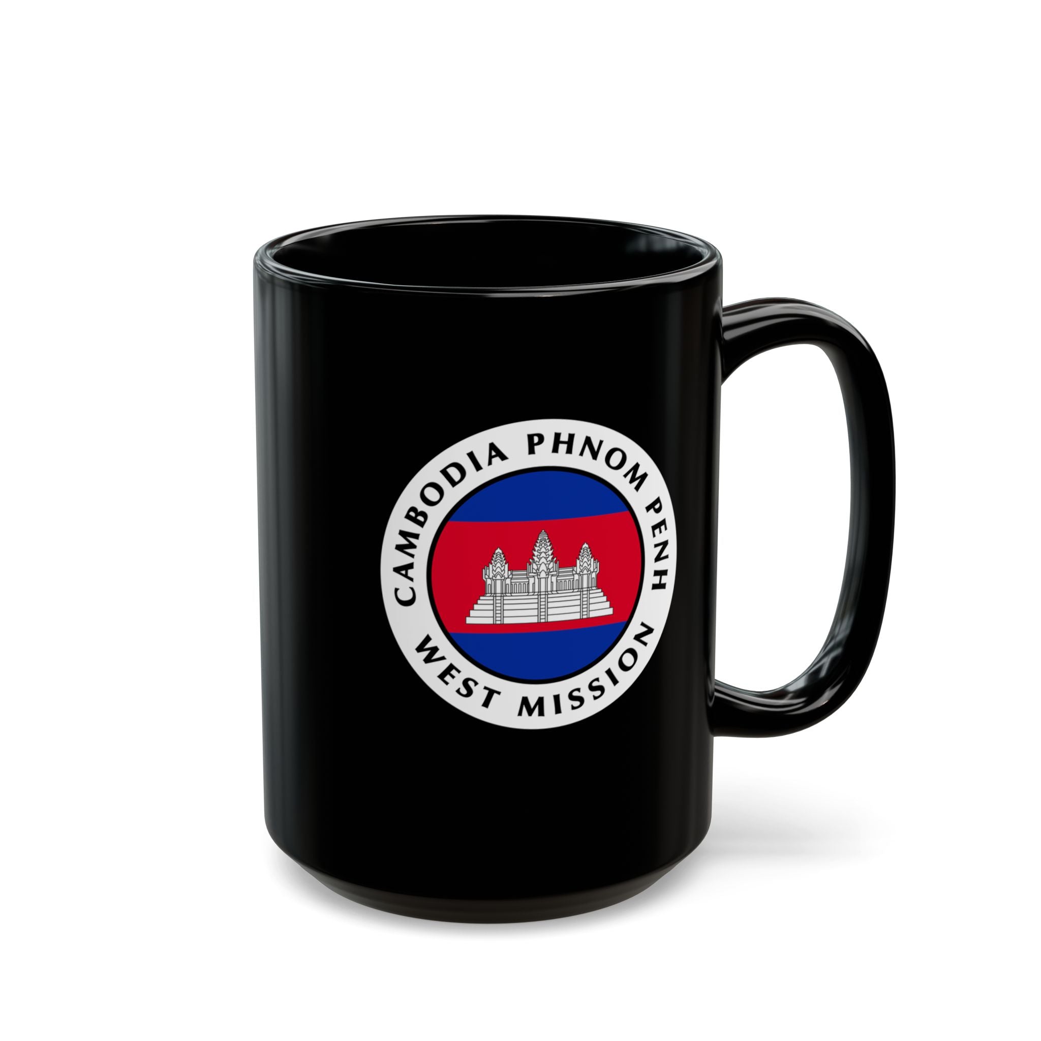 Cambodia Phnom Penh West Mission Circular Flag Black Ceramic Mug - Mission Wishlist - LDS Missionary Gift Store