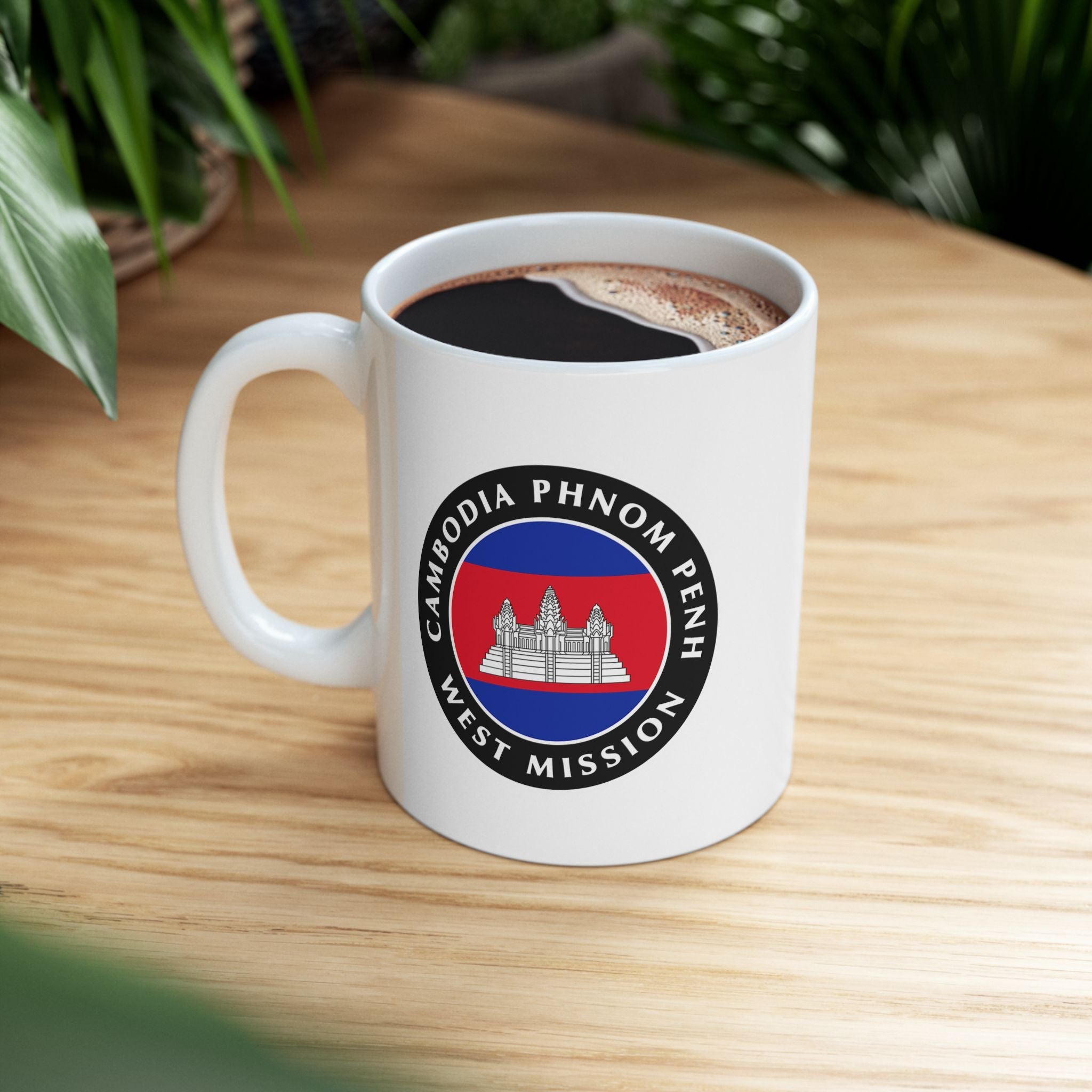Cambodia Phnom Penh West Mission Circular Flag White Ceramic Mug - Mission Wishlist - LDS Missionary Gift Store