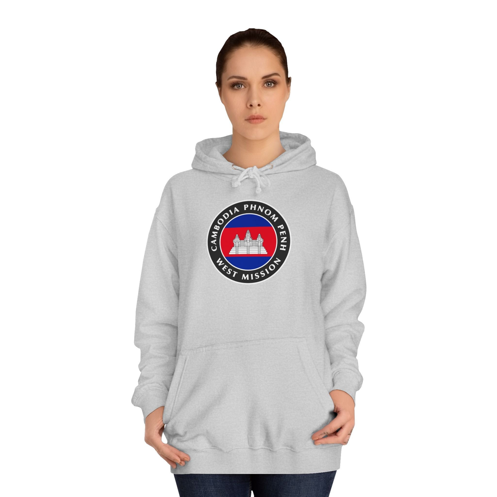 Cambodia Phnom Penh West Mission Flag Logo (Black Border) College Hoodie - Mission Wishlist - LDS Missionary Gift Store