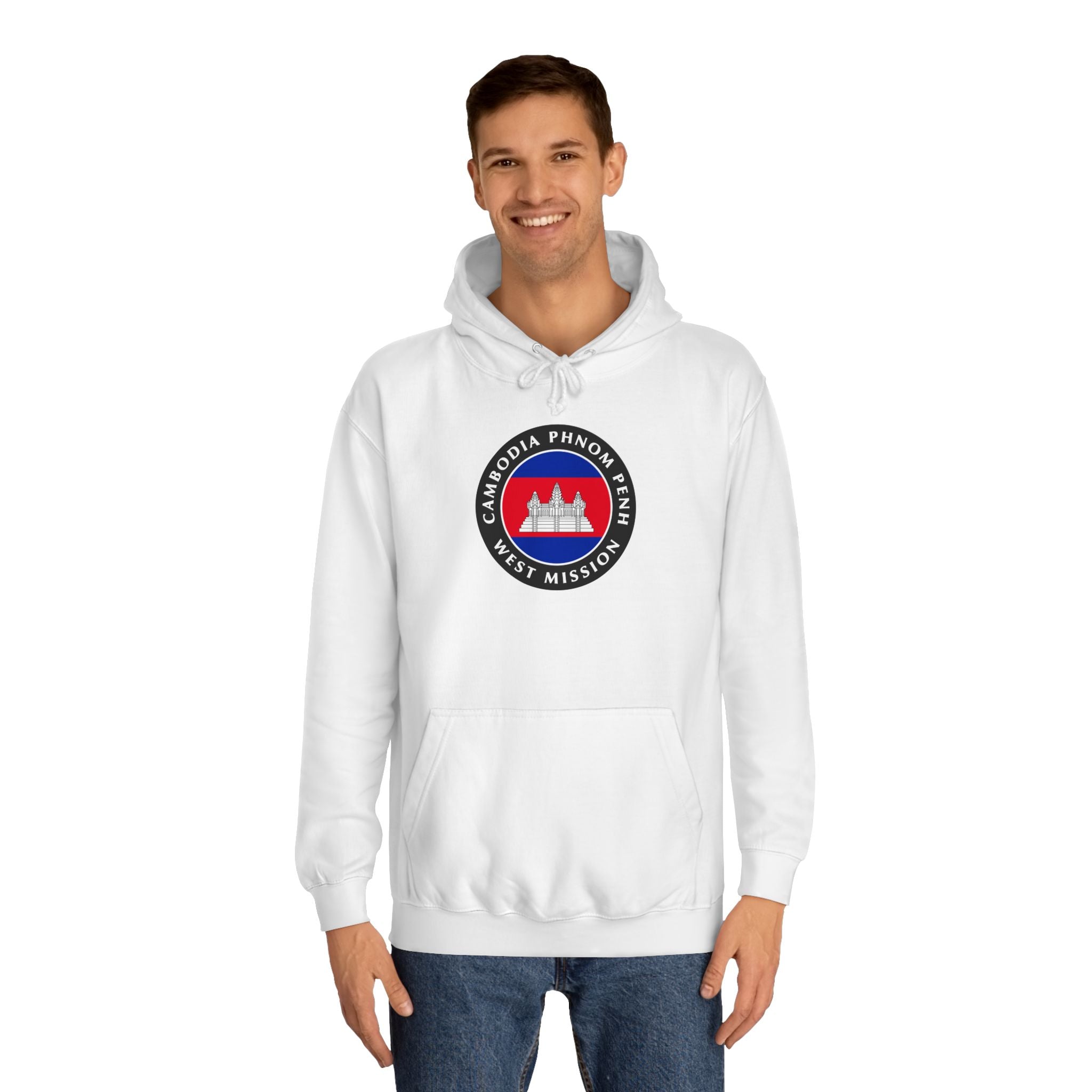 Cambodia Phnom Penh West Mission Flag Logo (Black Border) College Hoodie - Mission Wishlist - LDS Missionary Gift Store