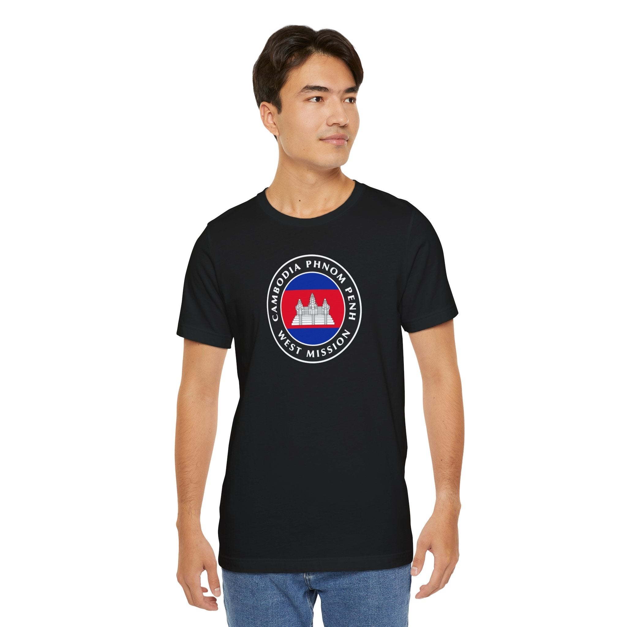 Cambodia Phnom Penh West Mission Flag Logo (Black Border) T-shirt - Mission Wishlist - LDS Missionary Gift Store