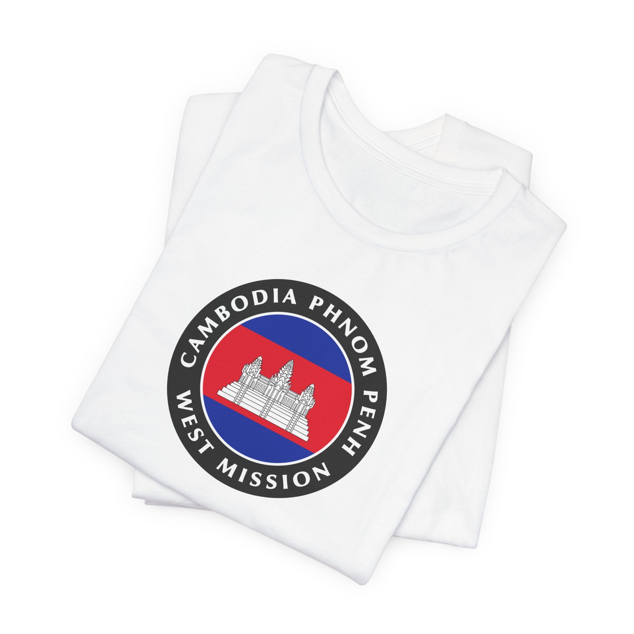 Cambodia Phnom Penh West Mission Flag Logo (Black Border) T-shirt - Mission Wishlist - LDS Missionary Gift Store