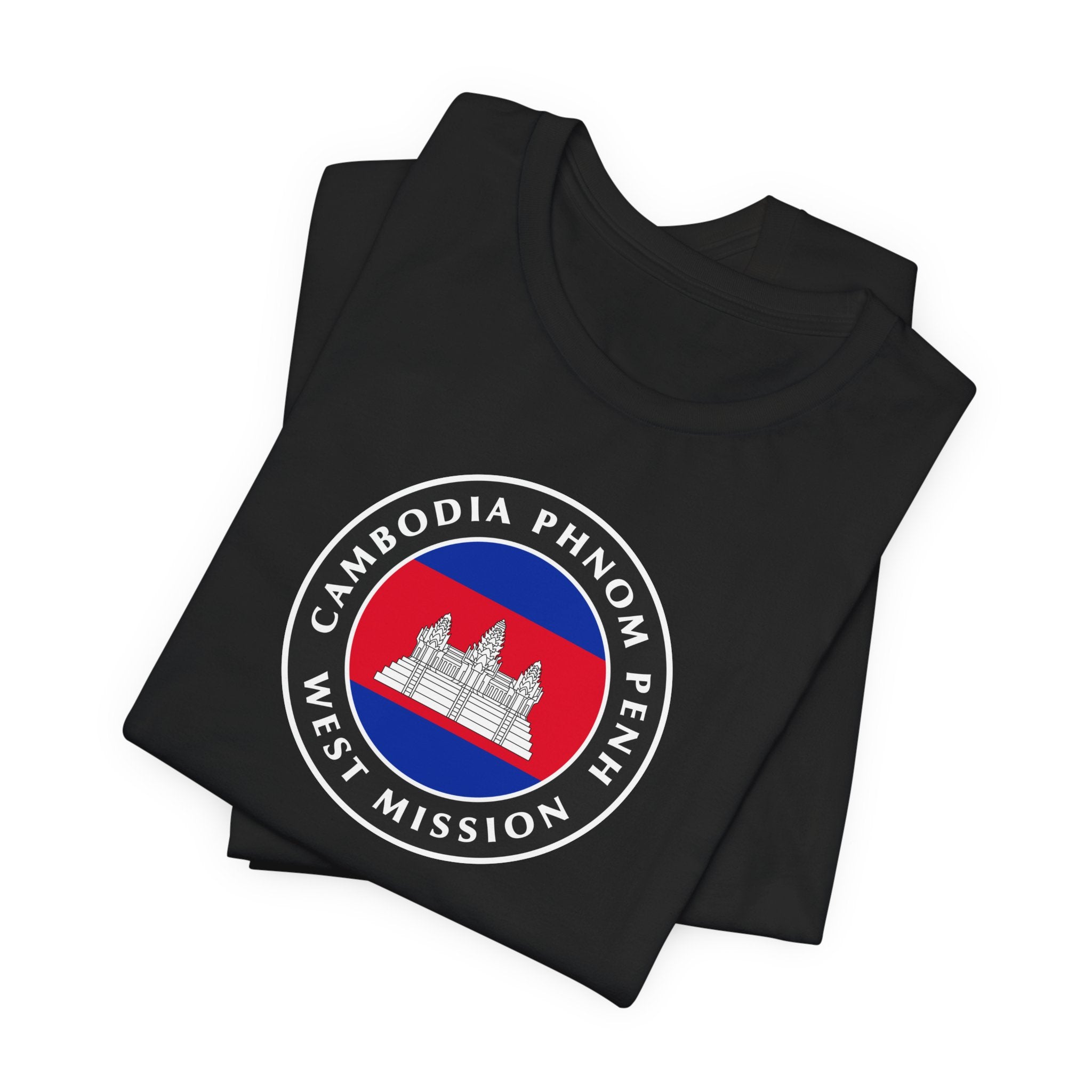 Cambodia Phnom Penh West Mission Flag Logo (Black Border) T-shirt - Mission Wishlist - LDS Missionary Gift Store
