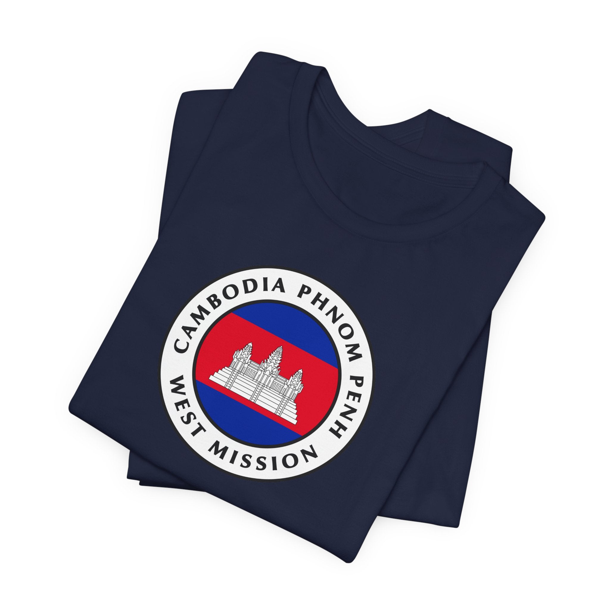 Cambodia Phnom Penh West Mission Flag Logo (White Border) T-shirt - Mission Wishlist - LDS Missionary Gift Store