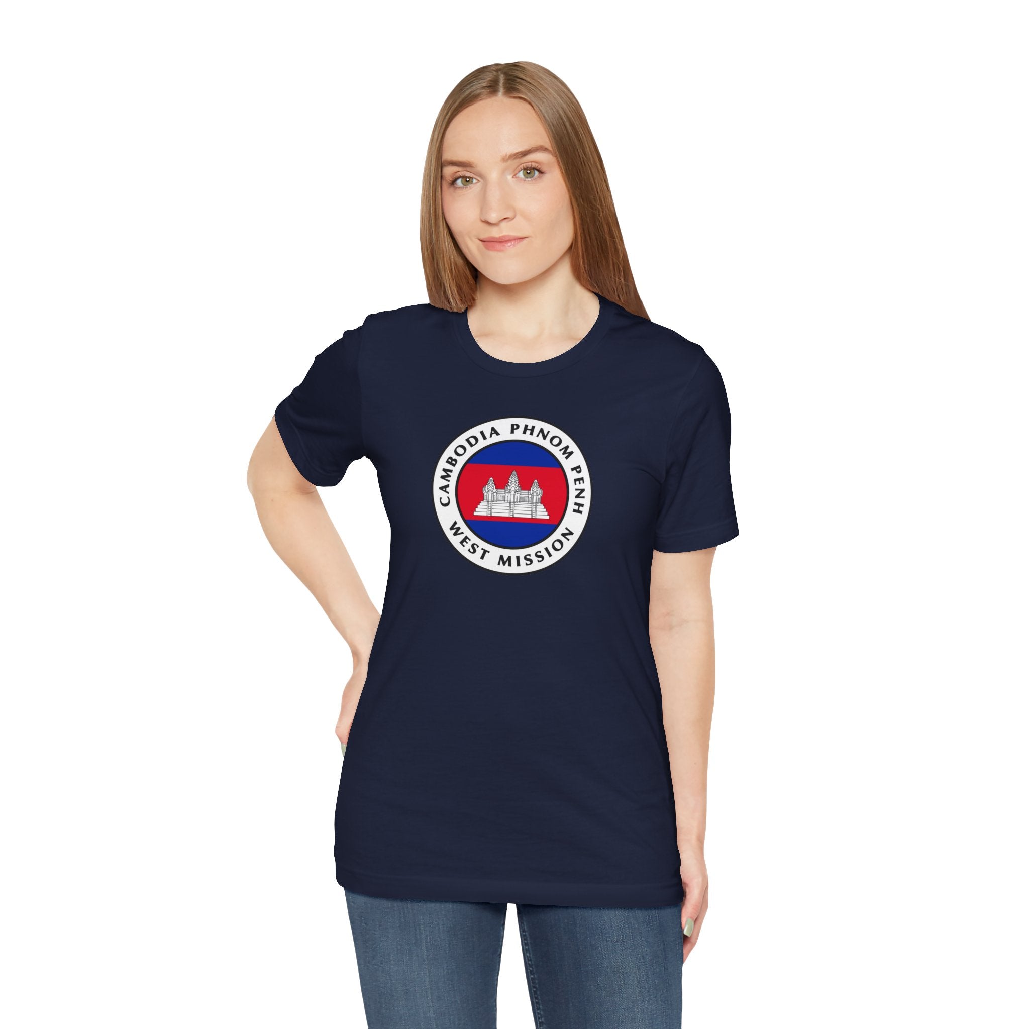 Cambodia Phnom Penh West Mission Flag Logo (White Border) T-shirt - Mission Wishlist - LDS Missionary Gift Store