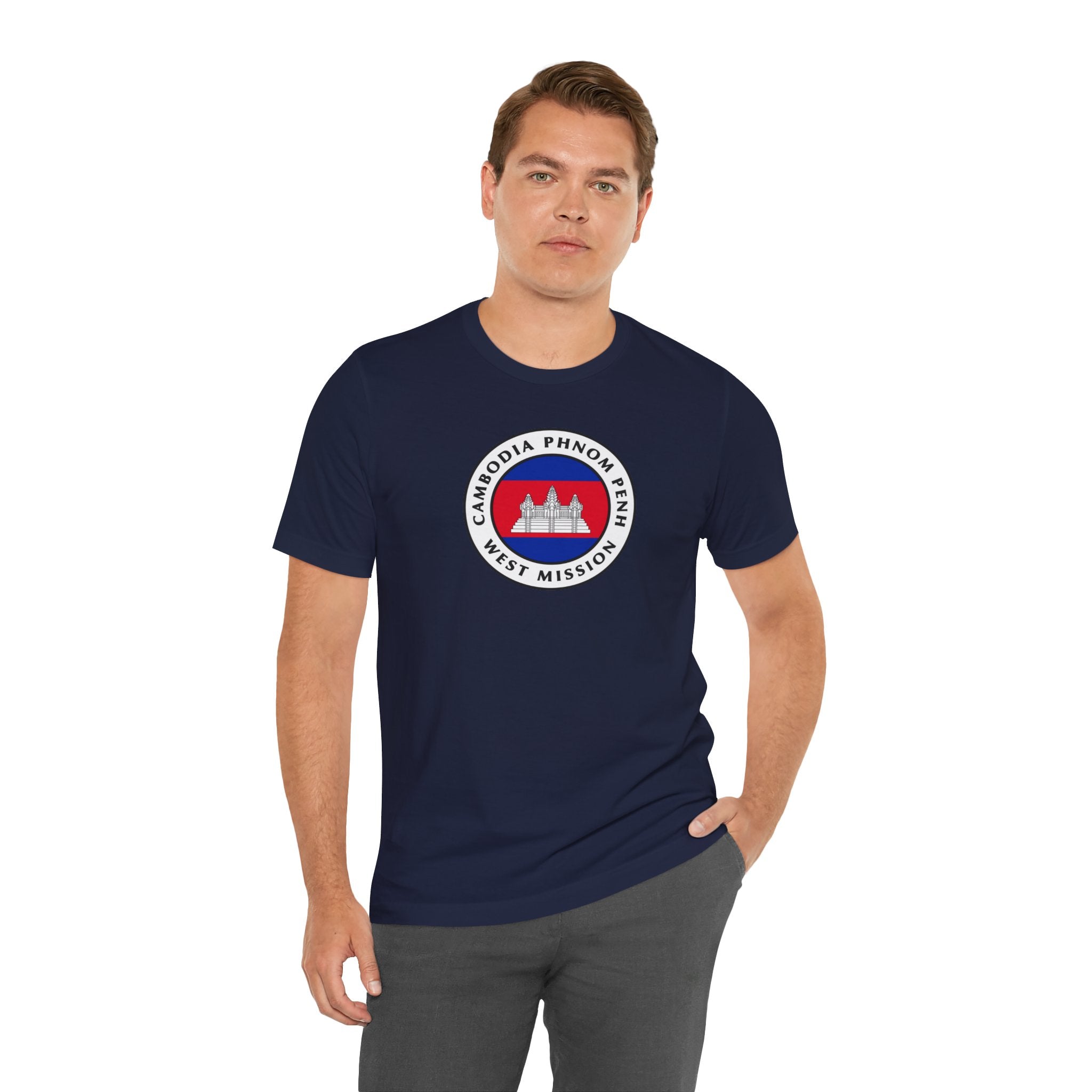 Cambodia Phnom Penh West Mission Flag Logo (White Border) T-shirt - Mission Wishlist - LDS Missionary Gift Store