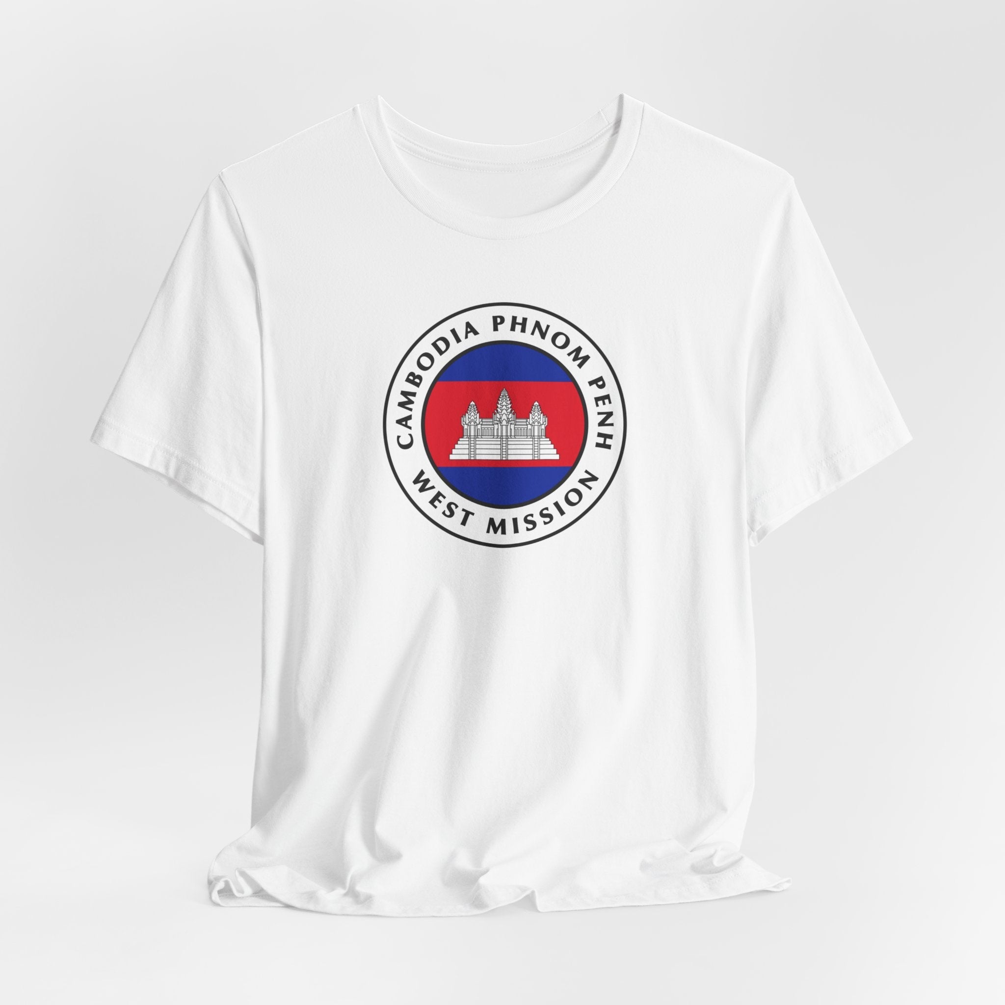 Cambodia Phnom Penh West Mission Flag Logo (White Border) T-shirt - Mission Wishlist - LDS Missionary Gift Store