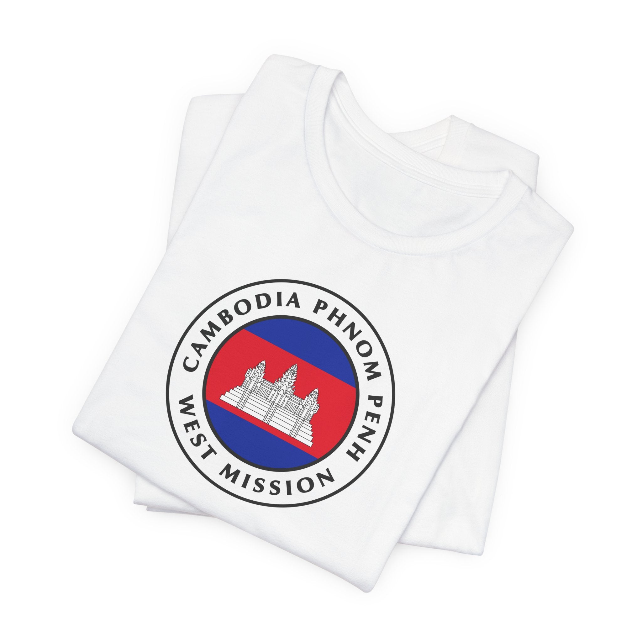 Cambodia Phnom Penh West Mission Flag Logo (White Border) T-shirt - Mission Wishlist - LDS Missionary Gift Store