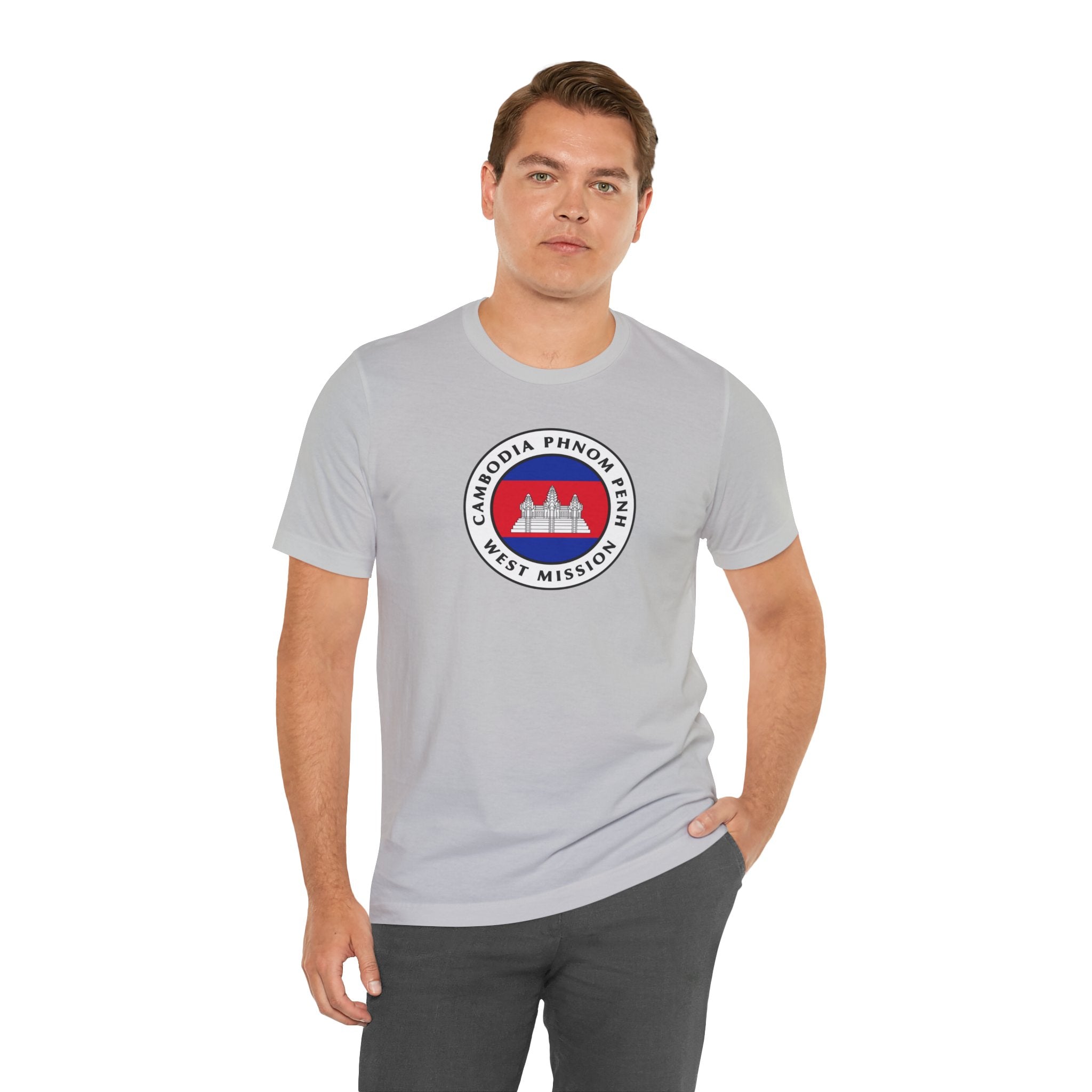 Cambodia Phnom Penh West Mission Flag Logo (White Border) T-shirt - Mission Wishlist - LDS Missionary Gift Store