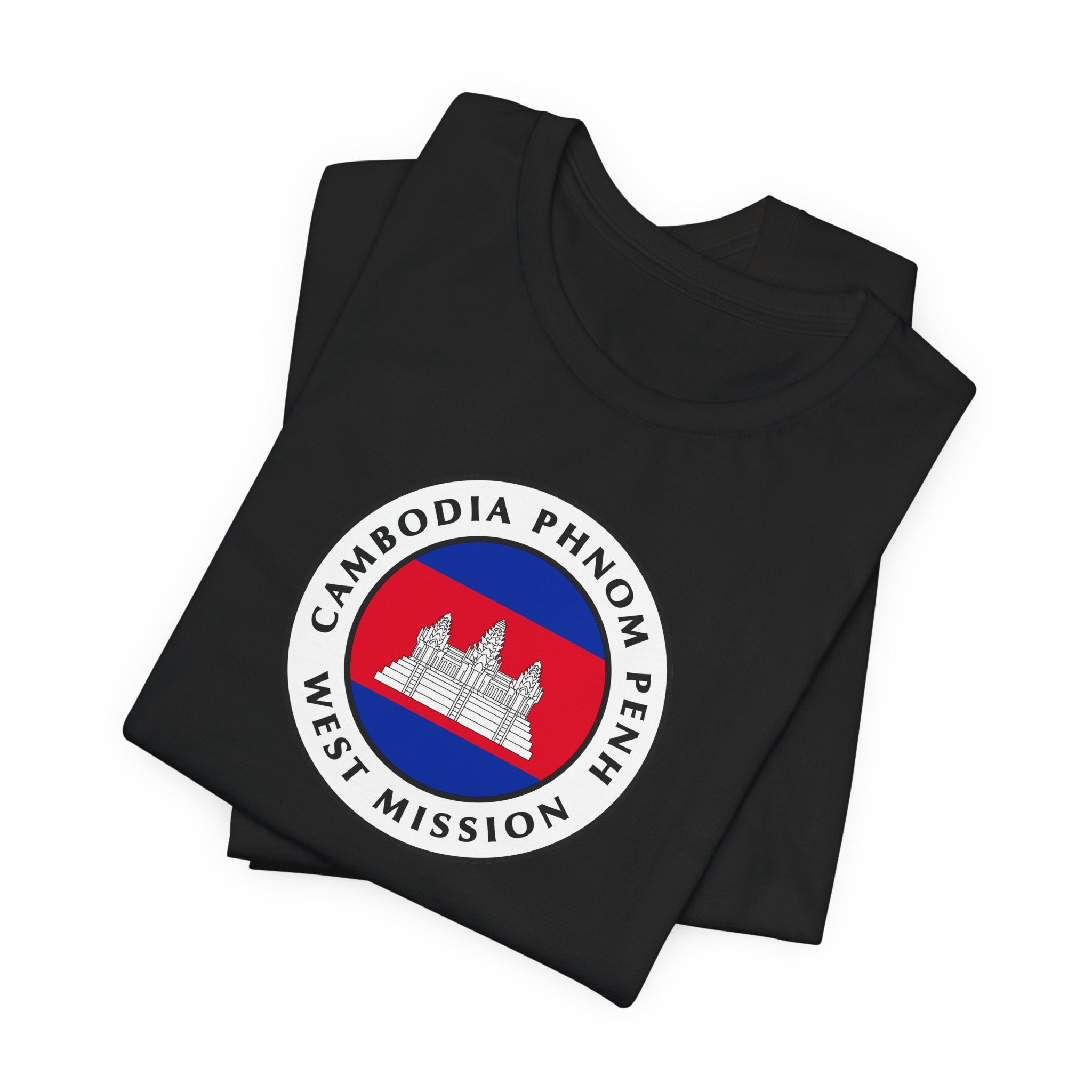 Cambodia Phnom Penh West Mission Flag Logo (White Border) T-shirt - Mission Wishlist - LDS Missionary Gift Store