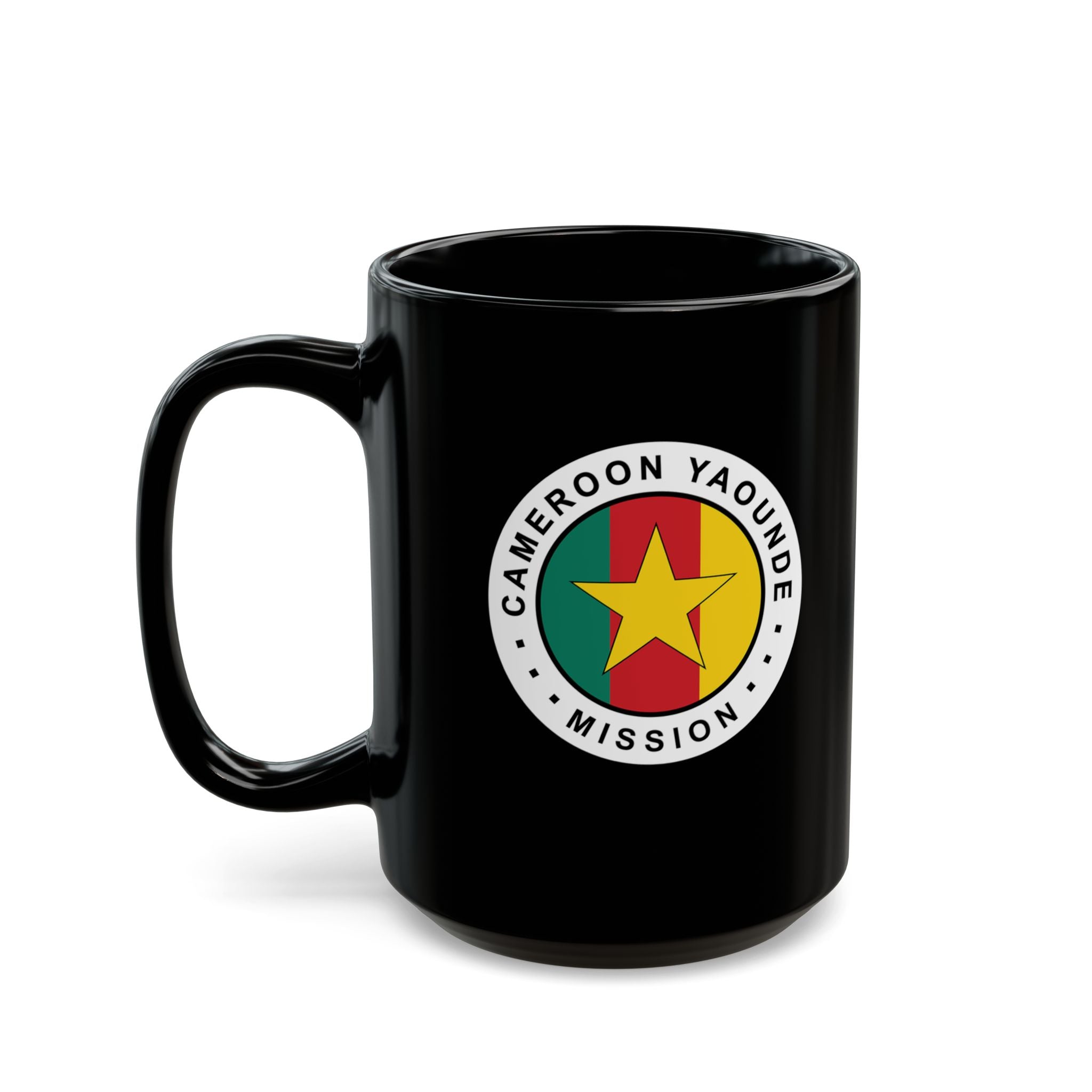 Cameroon Yaounde Mission Circular Flag Black Ceramic Mug - Mission Wishlist - LDS Missionary Gift Store