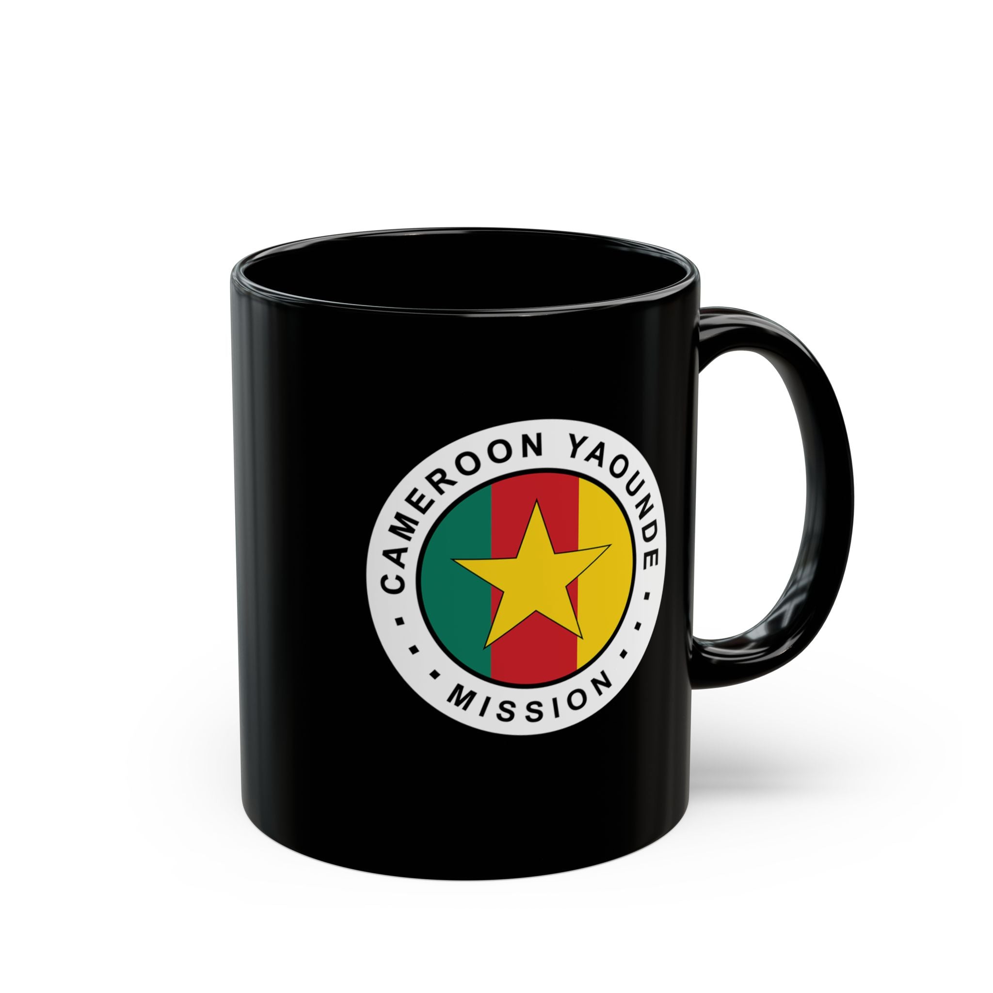 Cameroon Yaounde Mission Circular Flag Black Ceramic Mug - Mission Wishlist - LDS Missionary Gift Store