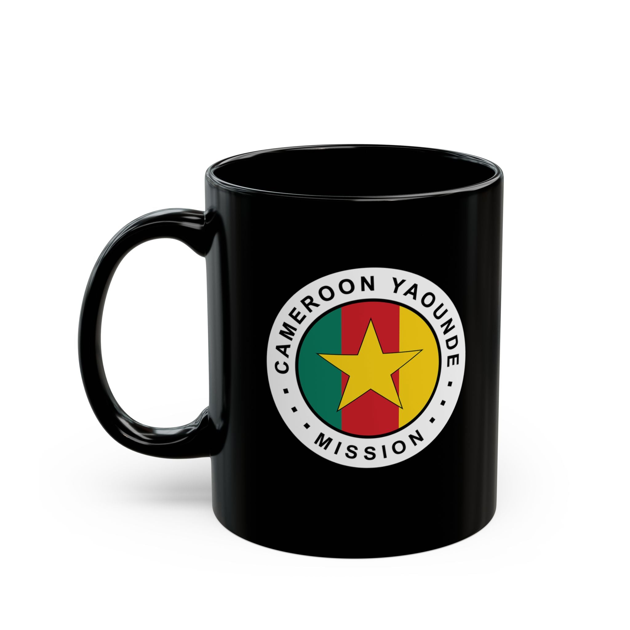 Cameroon Yaounde Mission Circular Flag Black Ceramic Mug - Mission Wishlist - LDS Missionary Gift Store