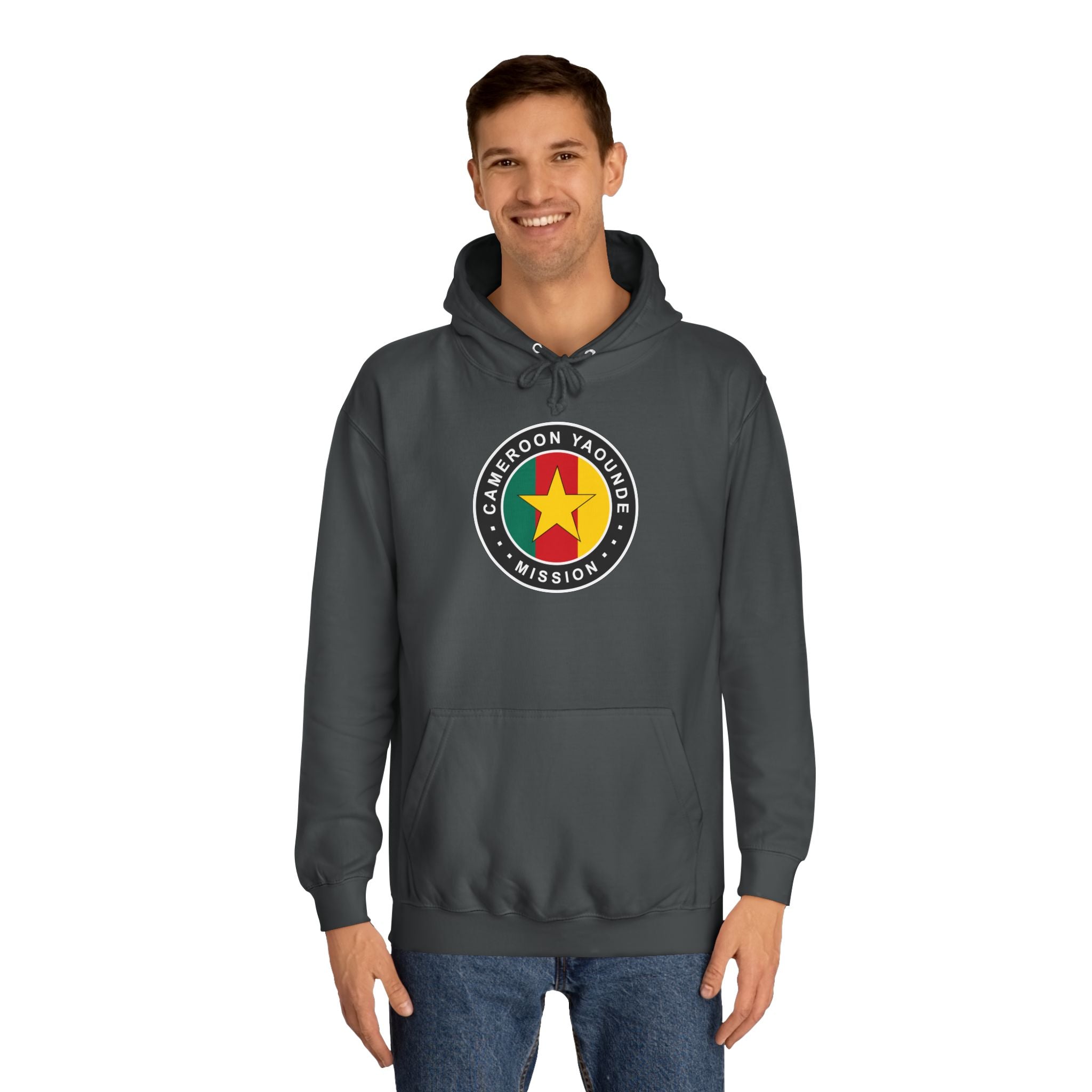 Cameroon Yaounde Mission Flag Logo (Black Border) College Hoodie - Mission Wishlist - LDS Missionary Gift Store