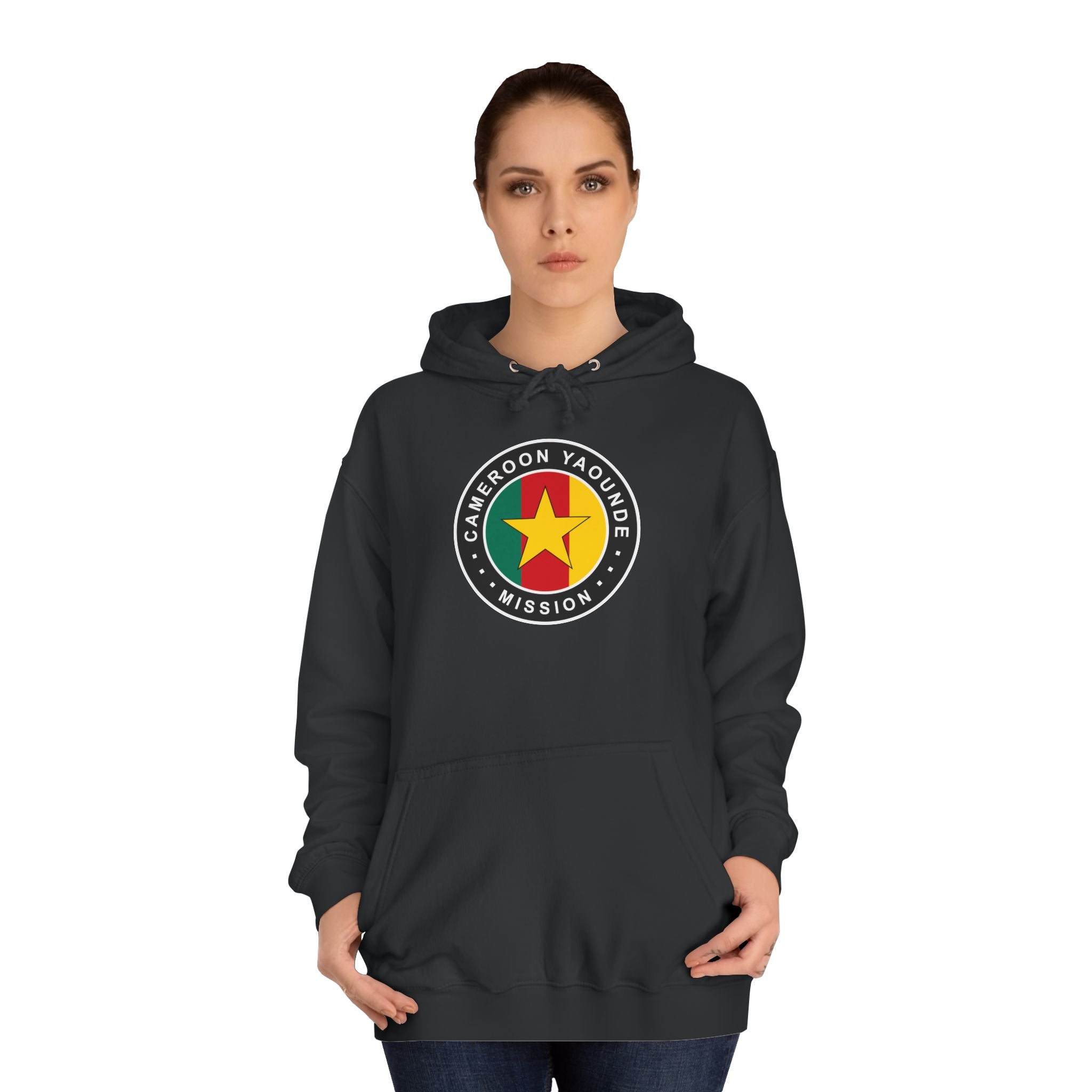 Cameroon Yaounde Mission Flag Logo (Black Border) College Hoodie - Mission Wishlist - LDS Missionary Gift Store