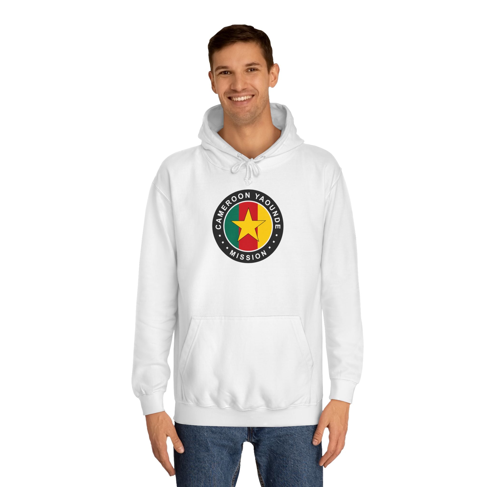 Cameroon Yaounde Mission Flag Logo (Black Border) College Hoodie - Mission Wishlist - LDS Missionary Gift Store