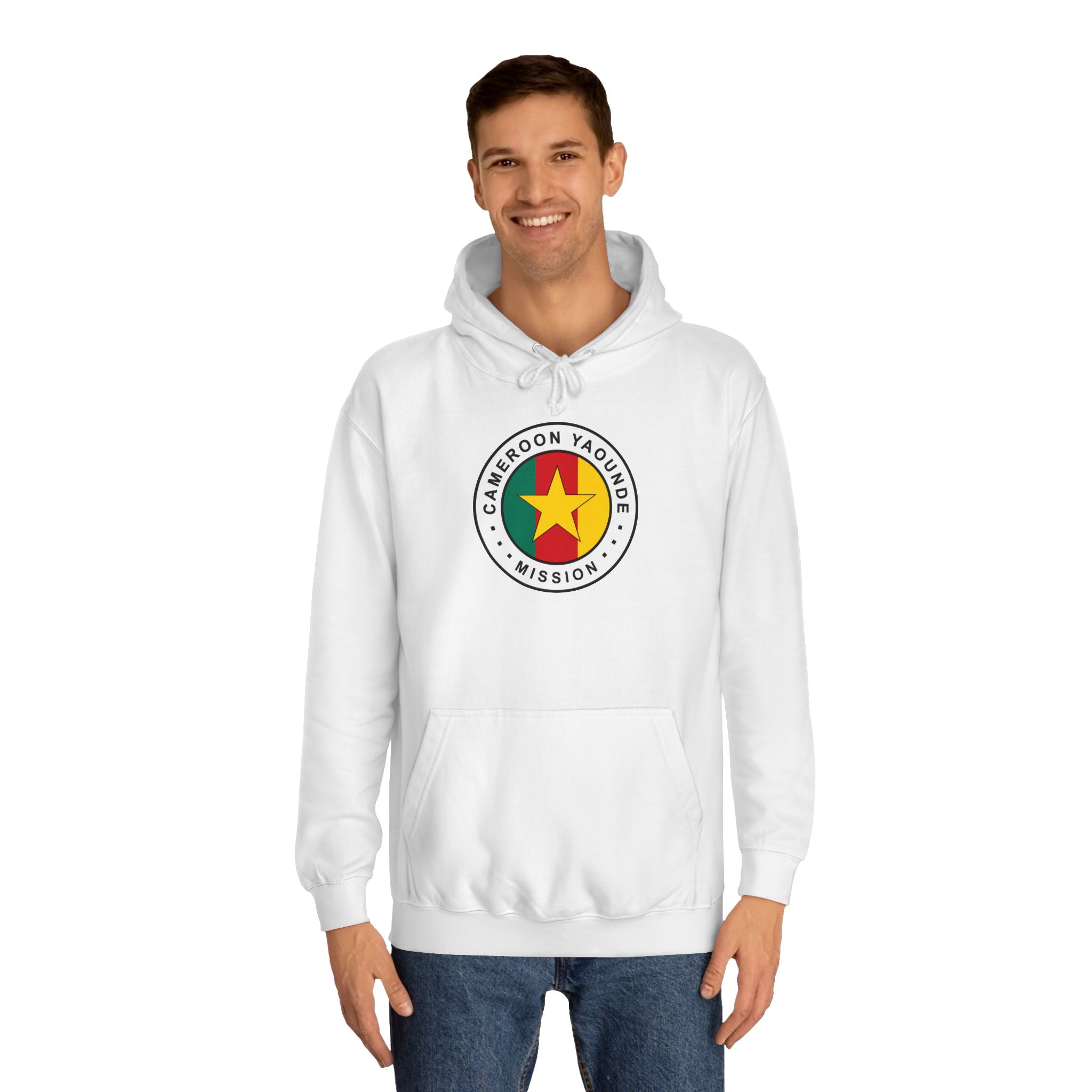 Cameroon Yaounde Mission Flag Logo (White Border) College Hoodie - Mission Wishlist - LDS Missionary Gift Store