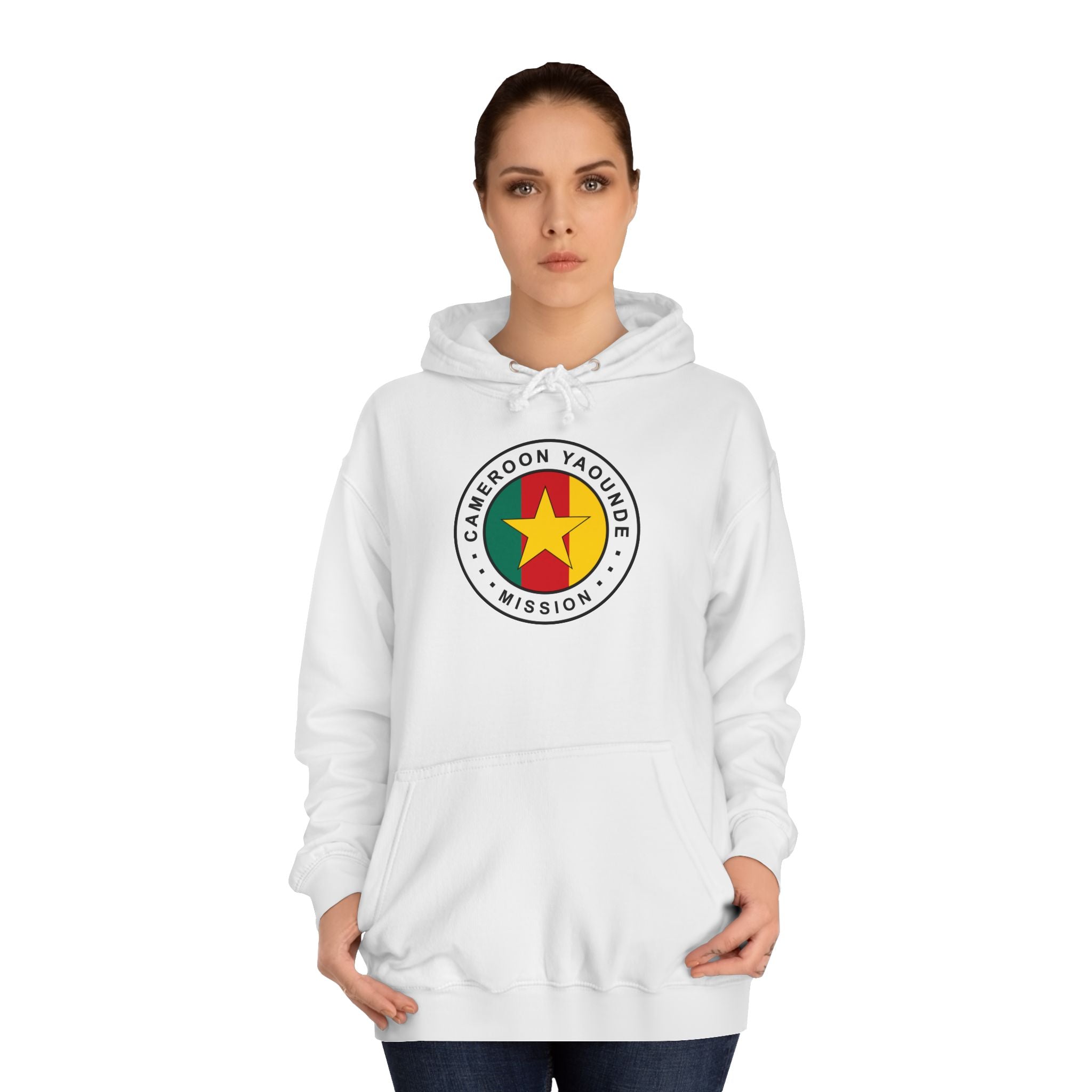 Cameroon Yaounde Mission Flag Logo (White Border) College Hoodie - Mission Wishlist - LDS Missionary Gift Store