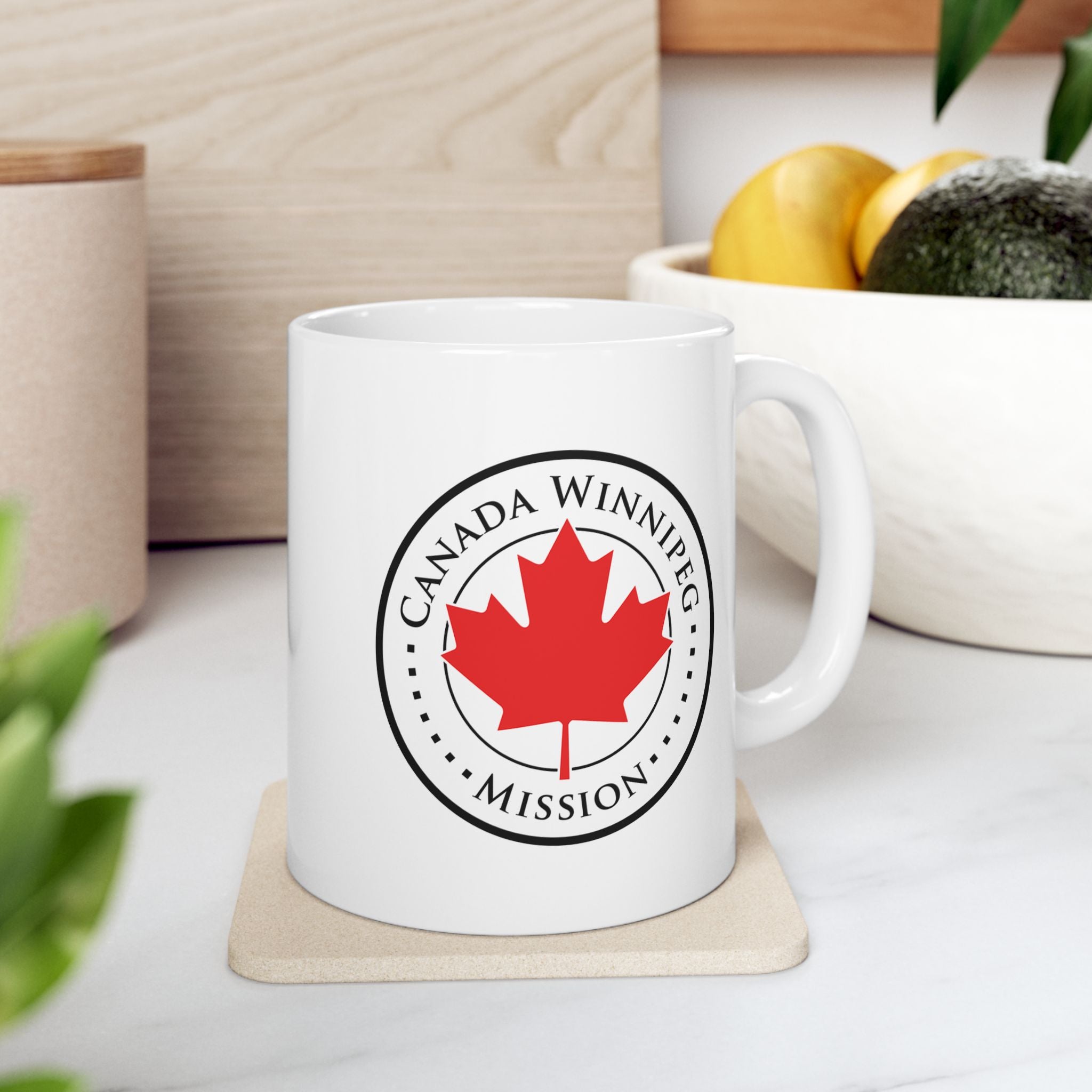 Canada Winnipeg Mission Circular Flag White Ceramic Mug - Latter-Day Saint LDS Missionary Gift - Book of Mormon