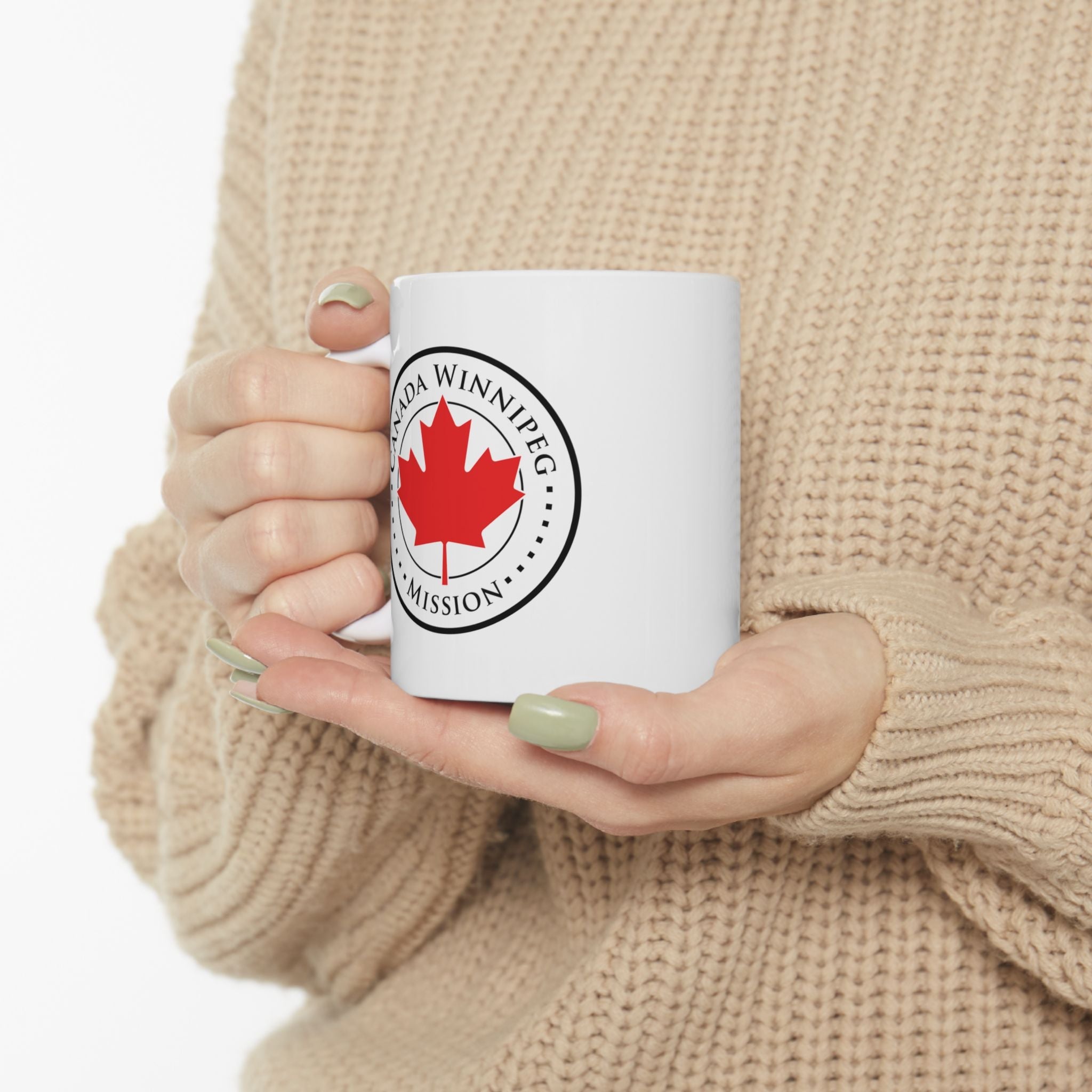 Canada Winnipeg Mission Circular Flag White Ceramic Mug - Latter-Day Saint LDS Missionary Gift - Book of Mormon