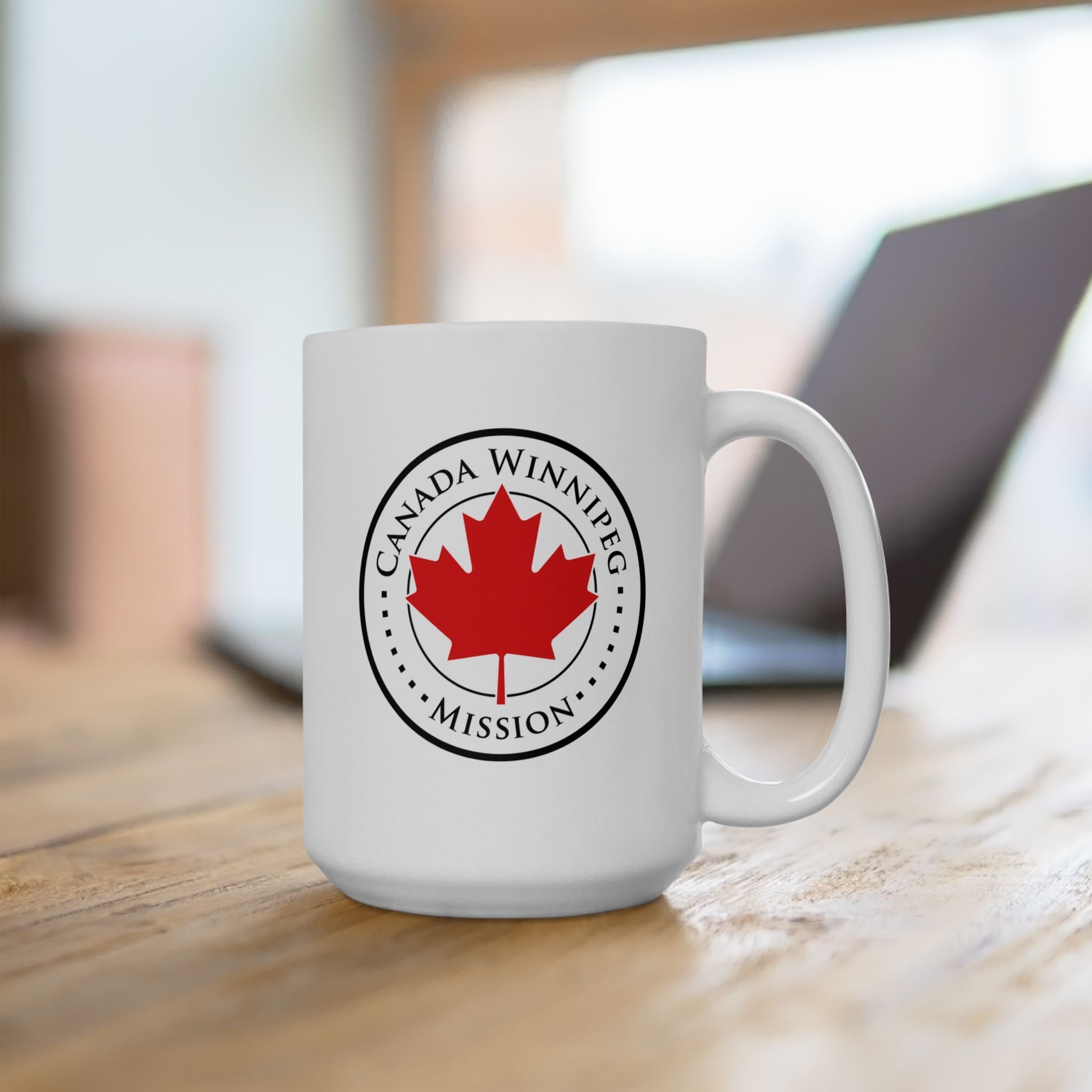 Canada Winnipeg Mission Circular Flag White Ceramic Mug - Latter-Day Saint LDS Missionary Gift - Book of Mormon