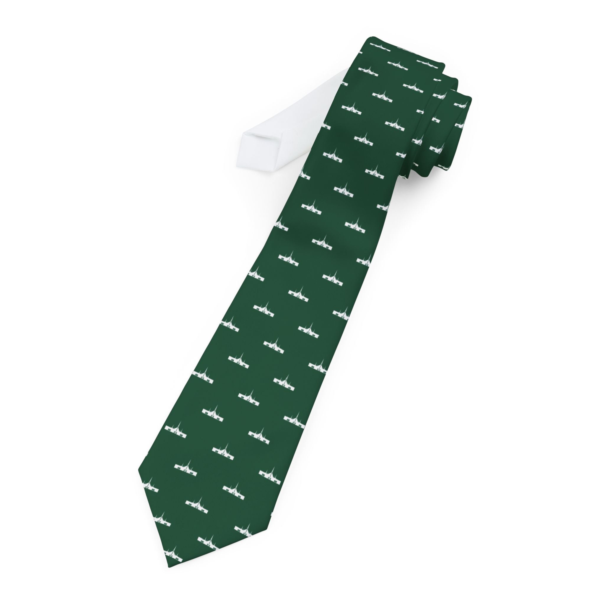 Chicago Illinois Temple Patterned Neck Tie for Elders (Green) - Mission Wishlist - LDS Missionary Gift Store