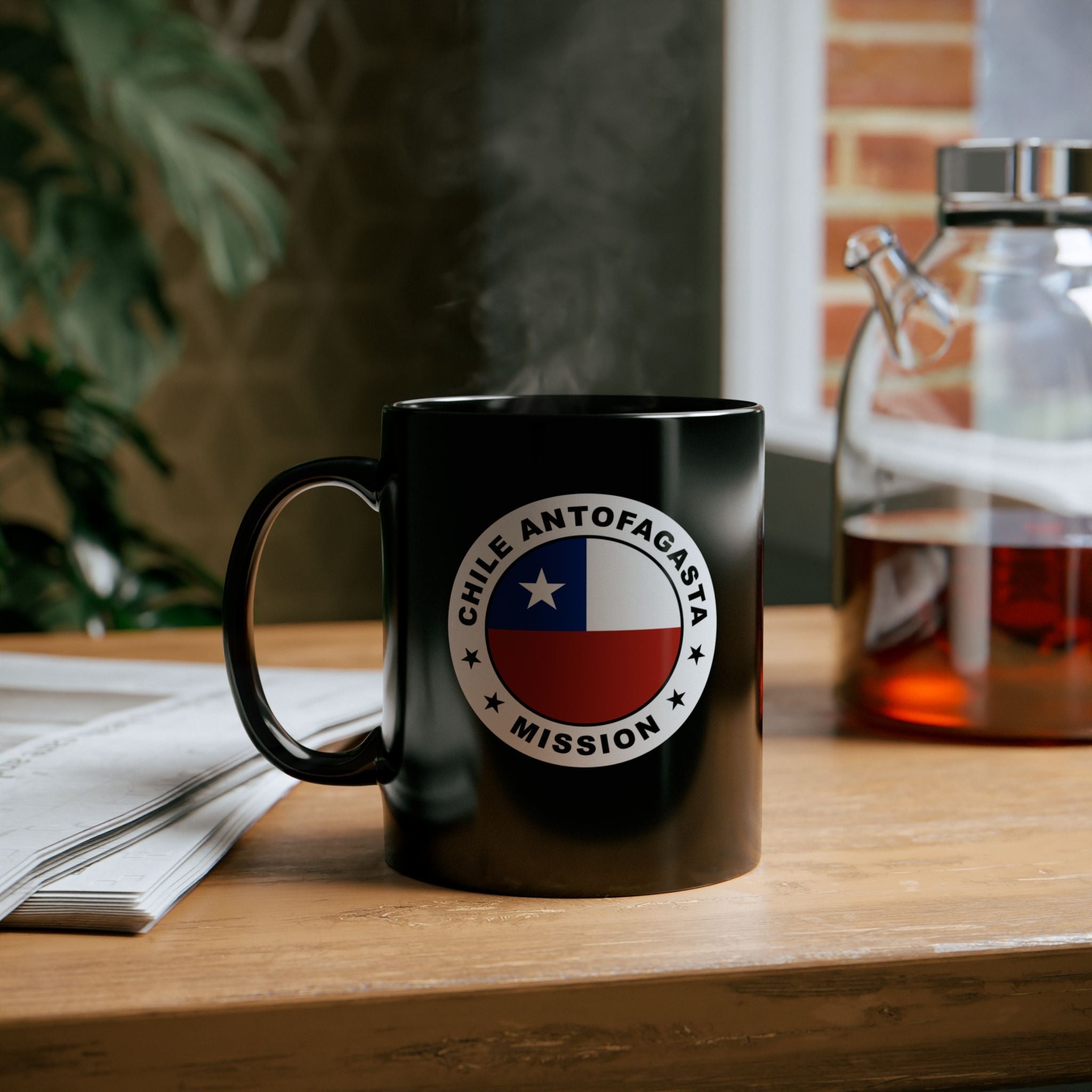 Chile Antofagasta Mission Circular Flag Black Ceramic Mug - Latter-Day Saint LDS Missionary Gift - Book of Mormon