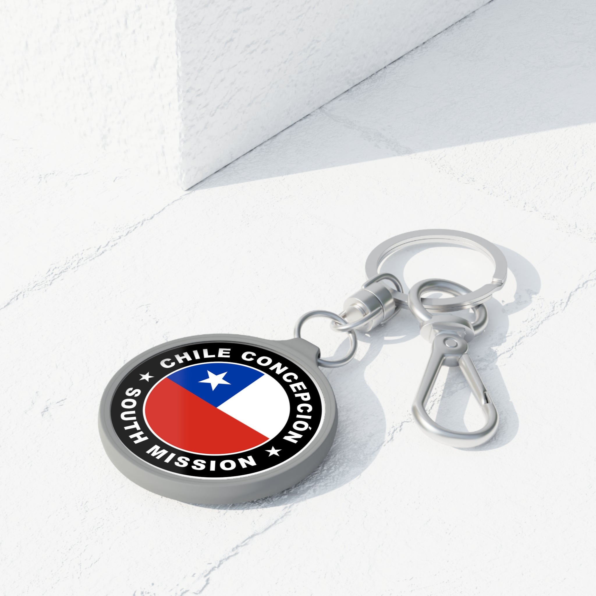 Chile Concepcion South Mission Circle Flag Key Tag - Latter-Day Saint LDS Missionary Gift - Book of Mormon