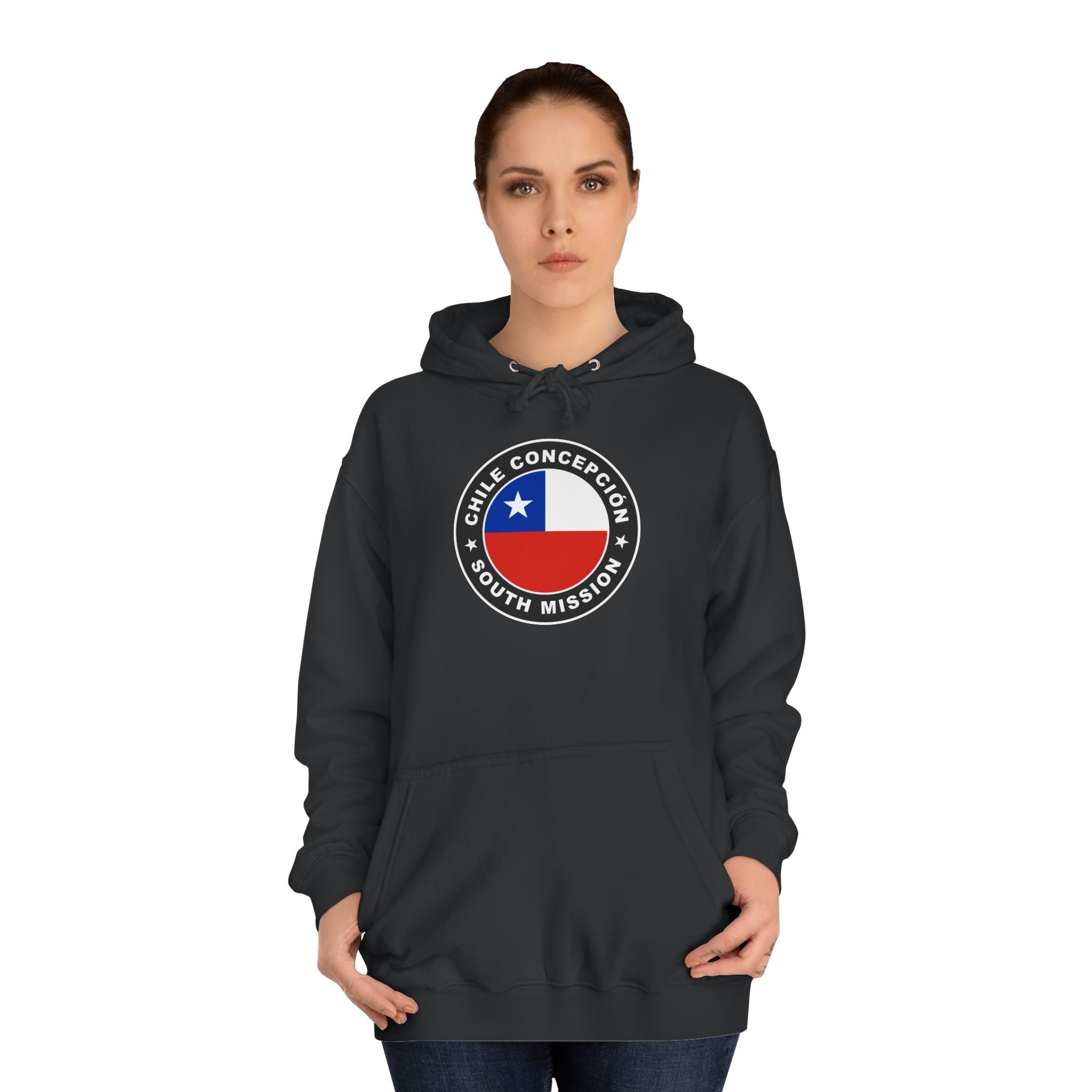 Chile Concepcion South Mission Flag Logo (Black Border) College Hoodie - Mission Wishlist - LDS Missionary Gift Store