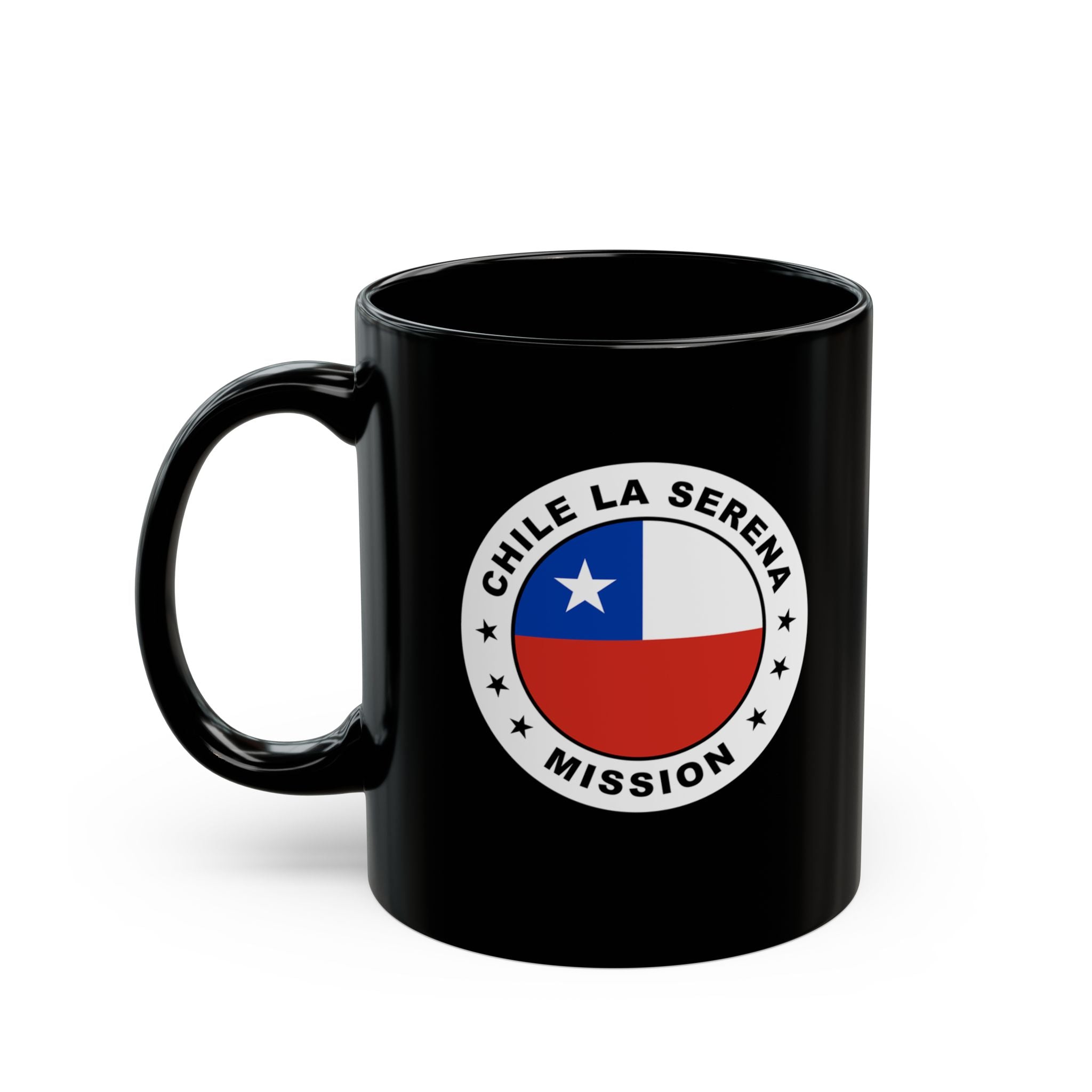 Chile La Serena Mission Circular Flag Black Ceramic Mug - Latter-Day Saint LDS Missionary Gift - Book of Mormon
