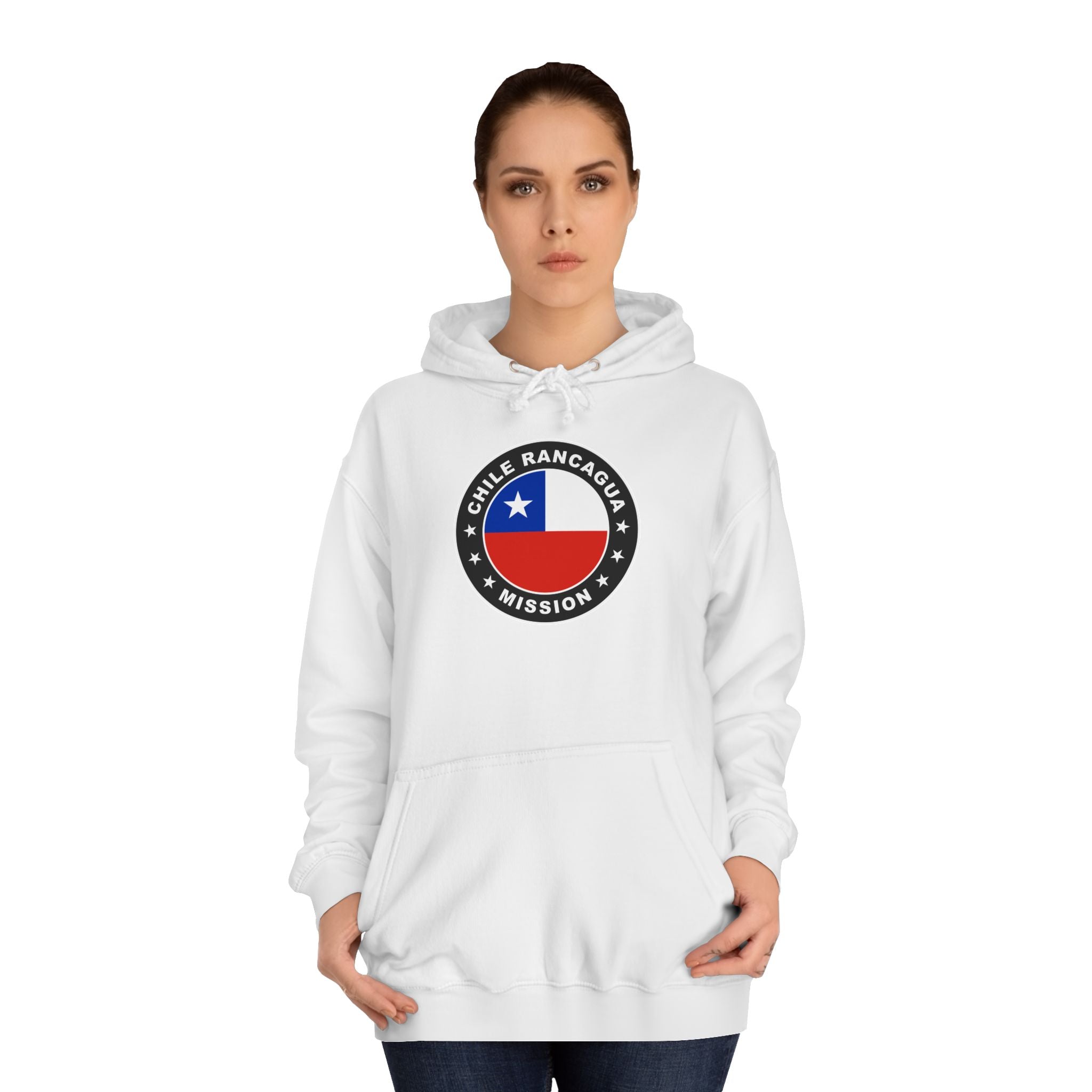 Chile Rancagua Mission Flag Logo (Black Border) College Hoodie - Mission Wishlist - LDS Missionary Gift Store