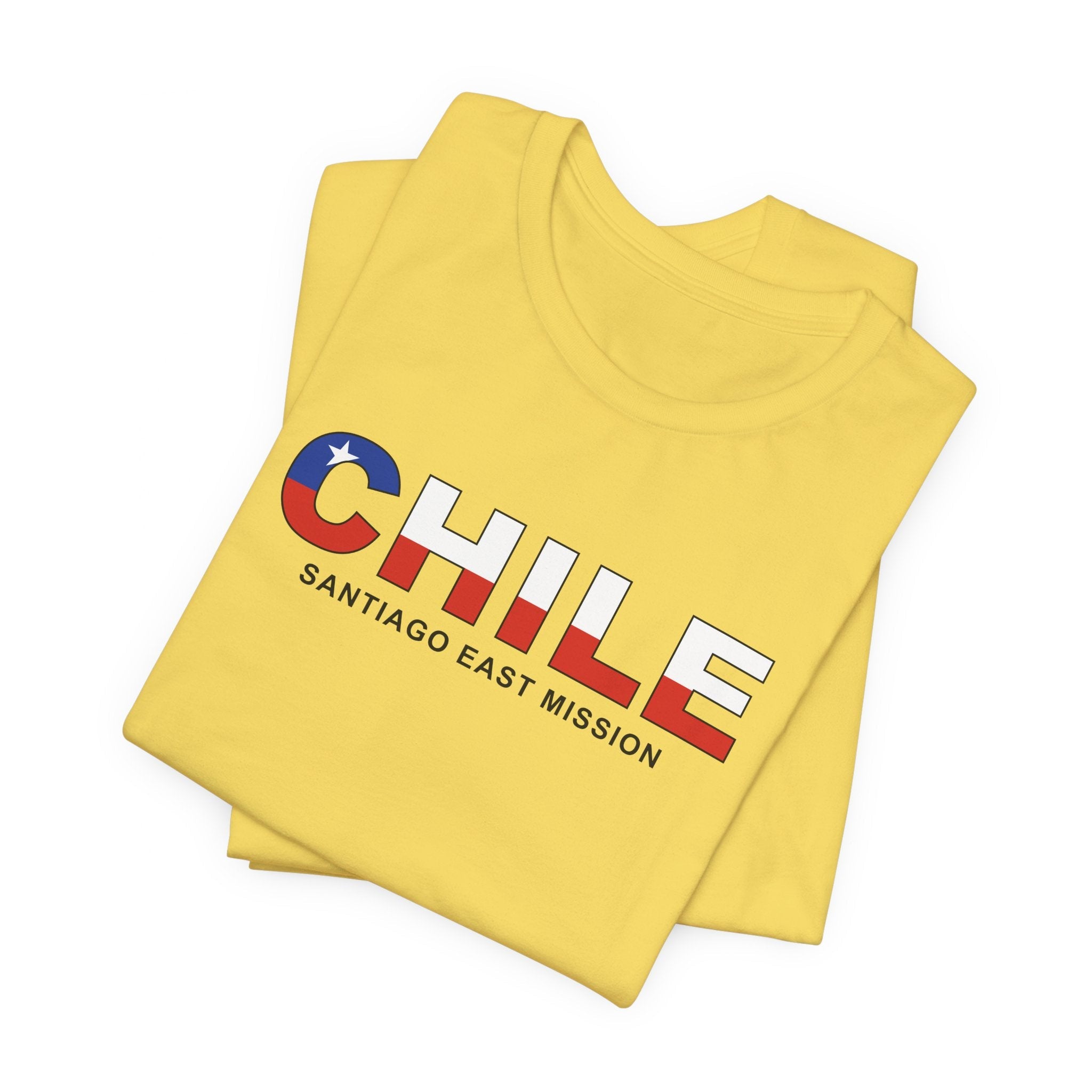 Chile Santiago East Mission Flag Title T-shirt - Mission Wishlist - LDS Missionary Gift Store