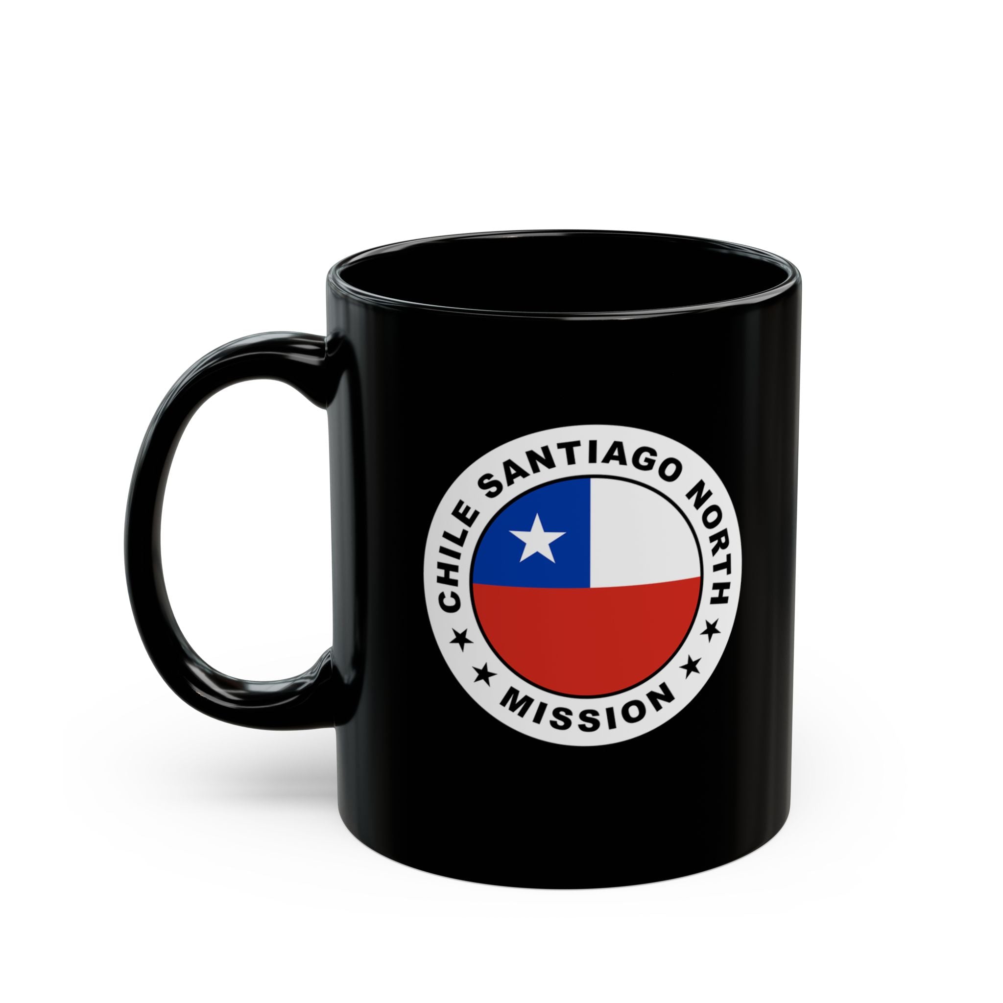 Chile Santiago North Mission Circular Flag Black Ceramic Mug - Mission Wishlist - LDS Missionary Gift Store