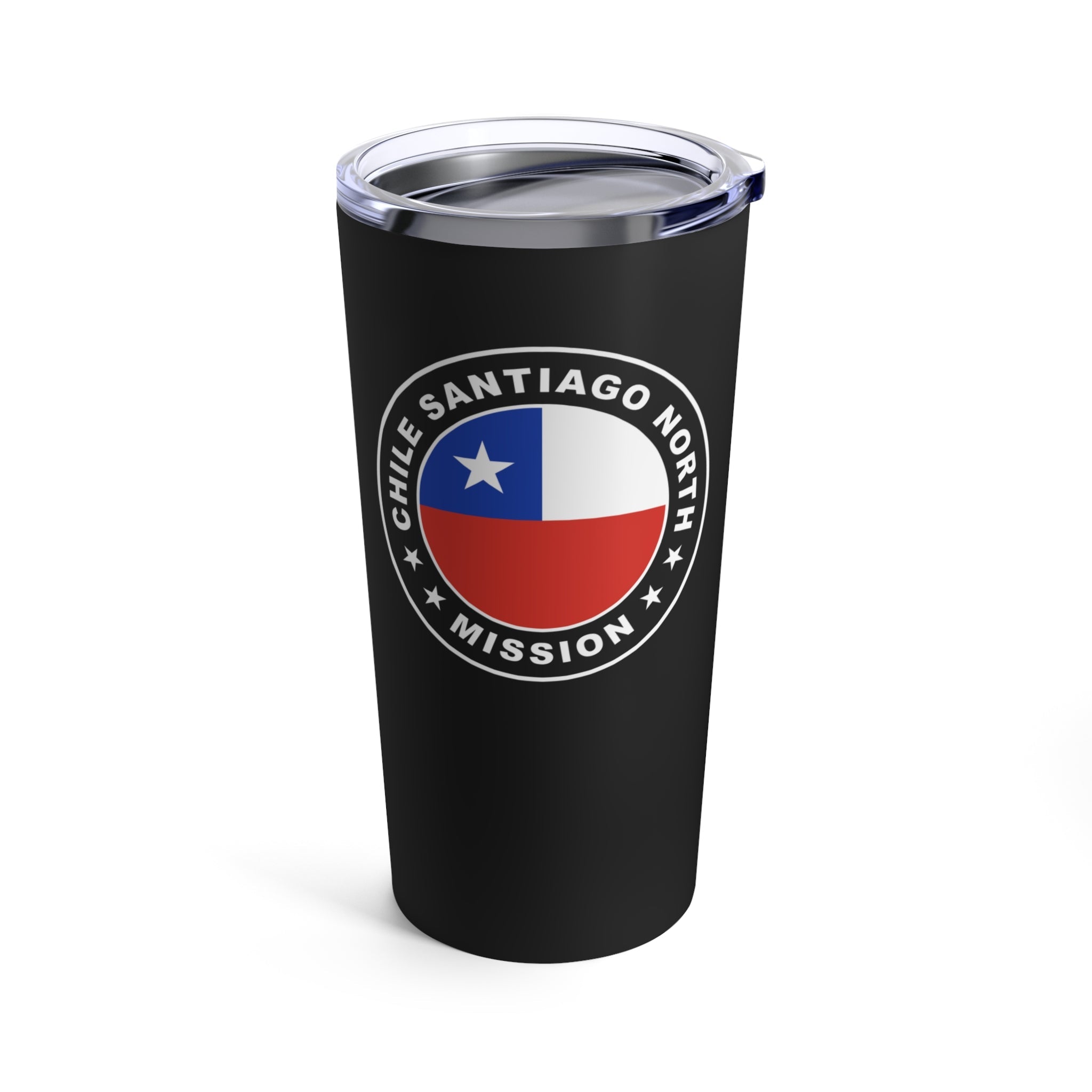 Chile Santiago North Mission Flag Logo Tumbler 20oz Black - Mission Wishlist - LDS Missionary Gift Store