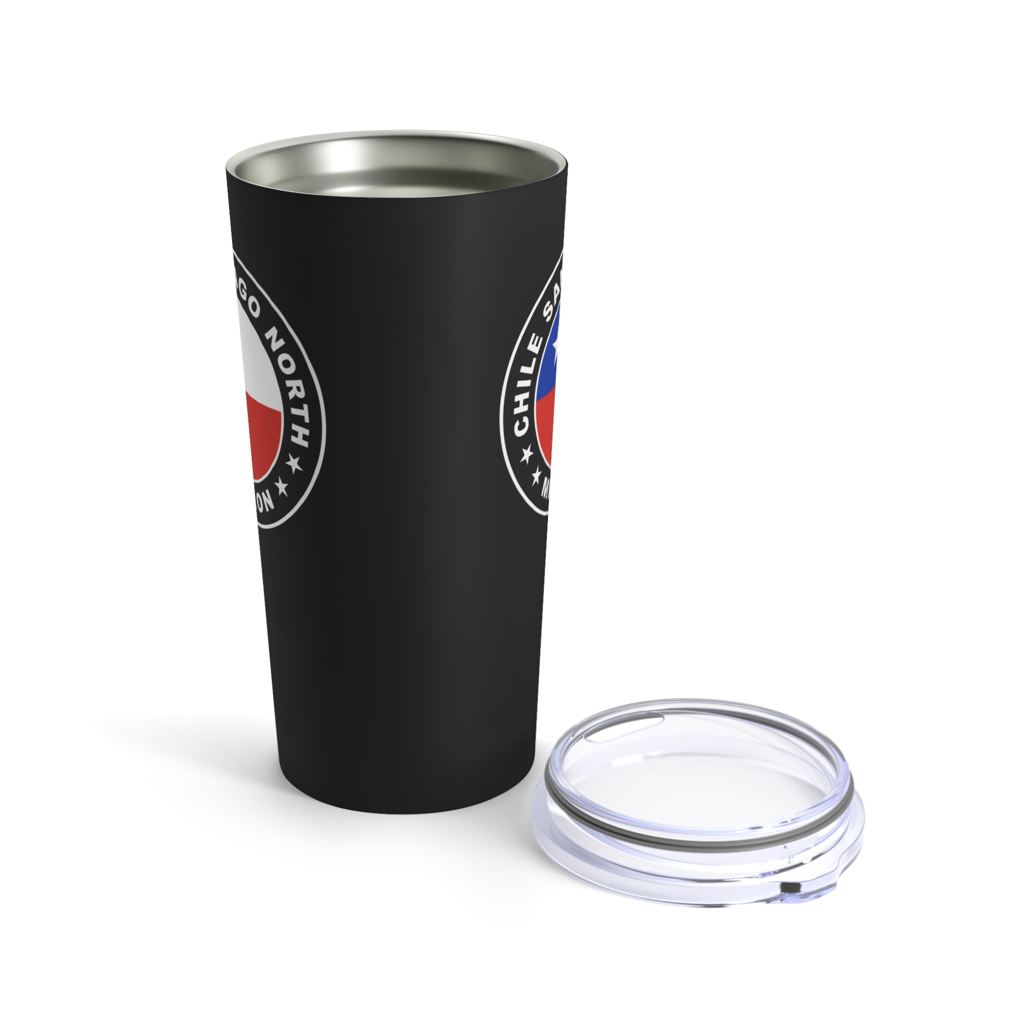 Chile Santiago North Mission Flag Logo Tumbler 20oz Black - Mission Wishlist - LDS Missionary Gift Store