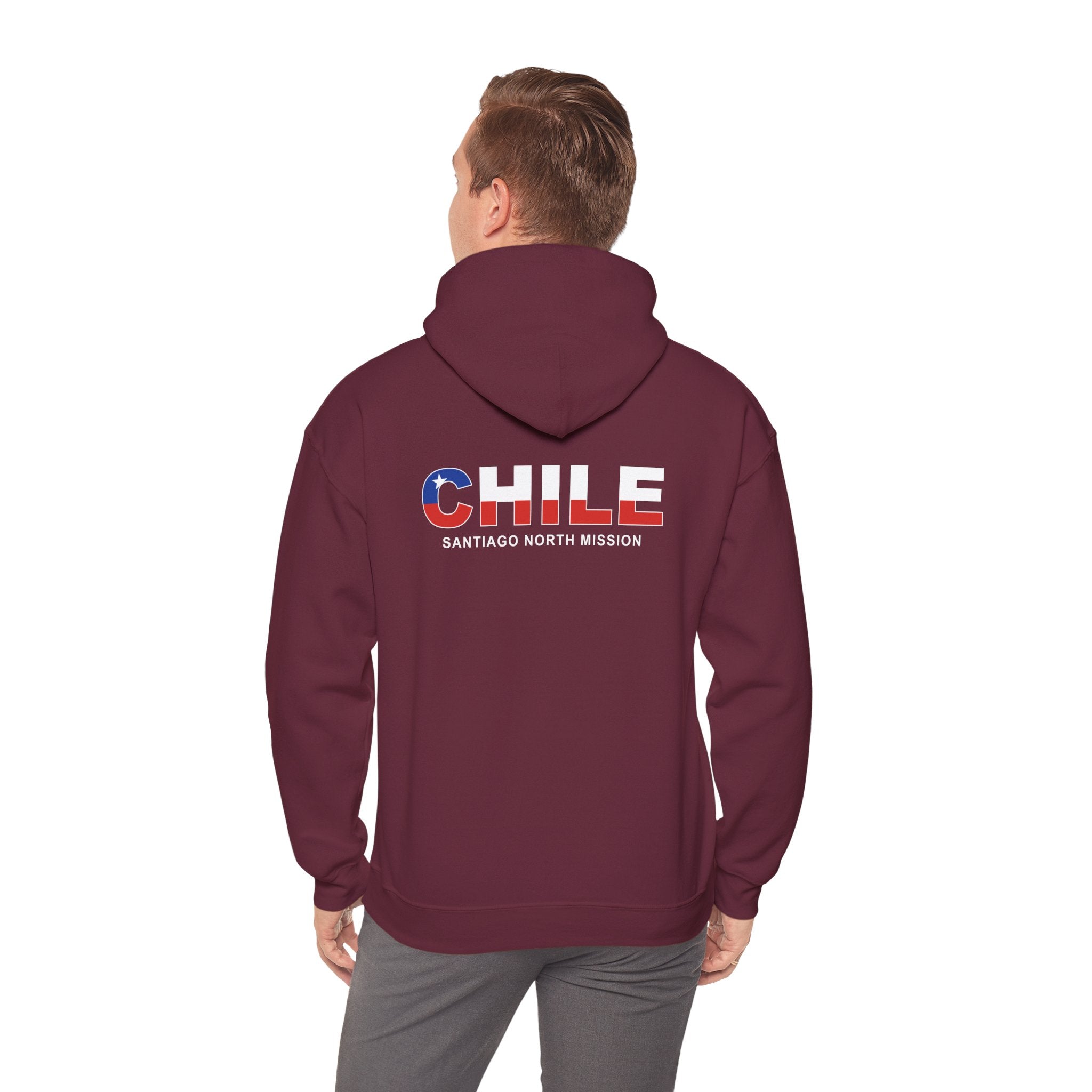 Chile Santiago North Mission Flag Title Back Hoodie - Mission Wishlist - LDS Missionary Gift Store
