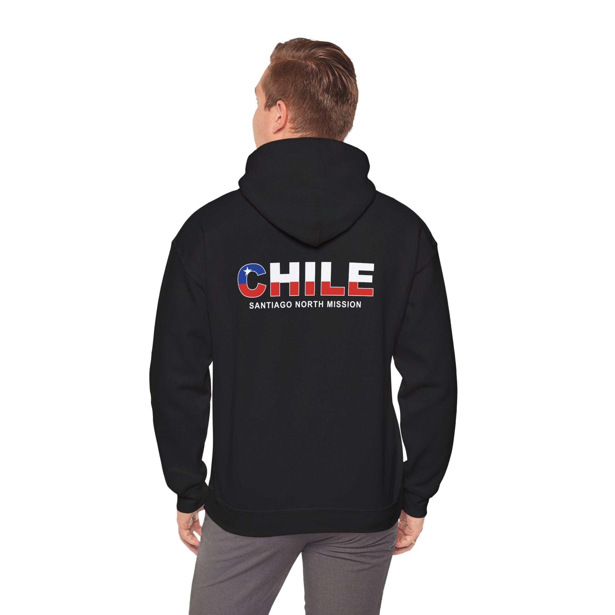 Chile Santiago North Mission Flag Title Back Hoodie - Mission Wishlist - LDS Missionary Gift Store