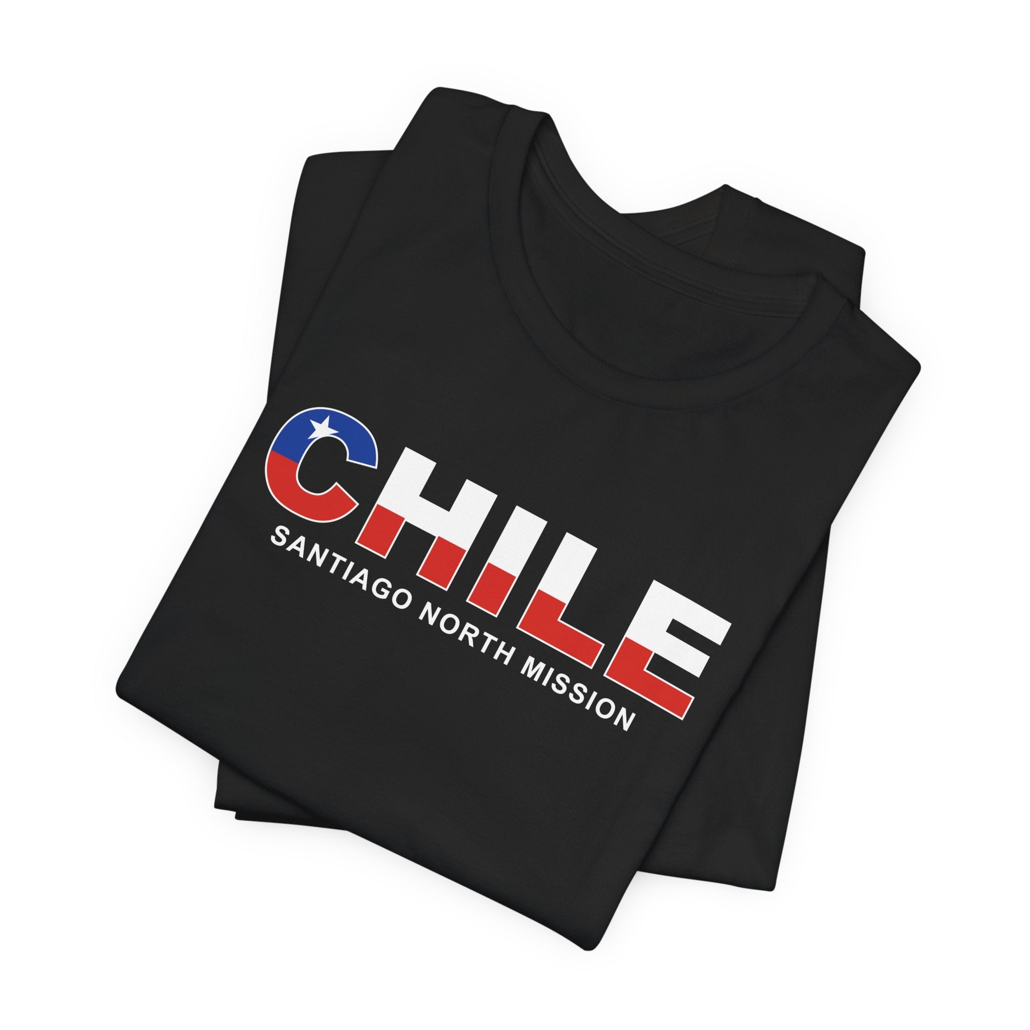 Chile Santiago North Mission Flag Title T-shirt - Mission Wishlist - LDS Missionary Gift Store